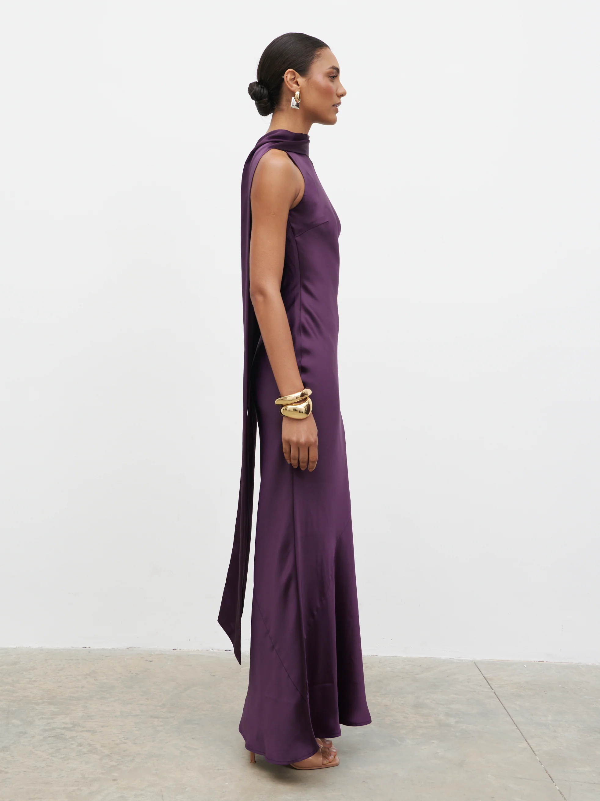 Lethe Drape Scarf Maxi Dress - Dark Grape - Image 5