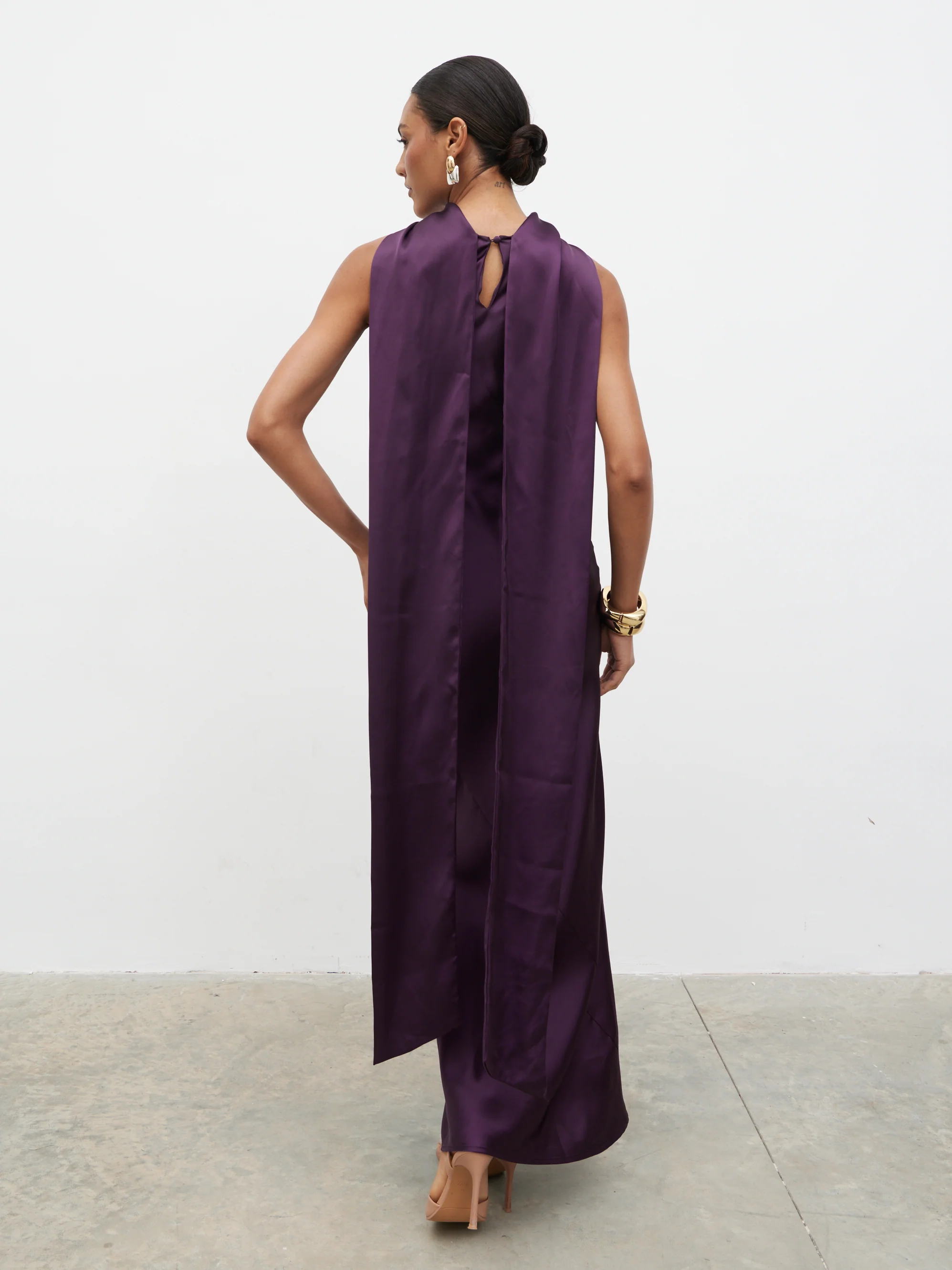 Lethe Drape Scarf Maxi Dress - Dark Grape - Image 6