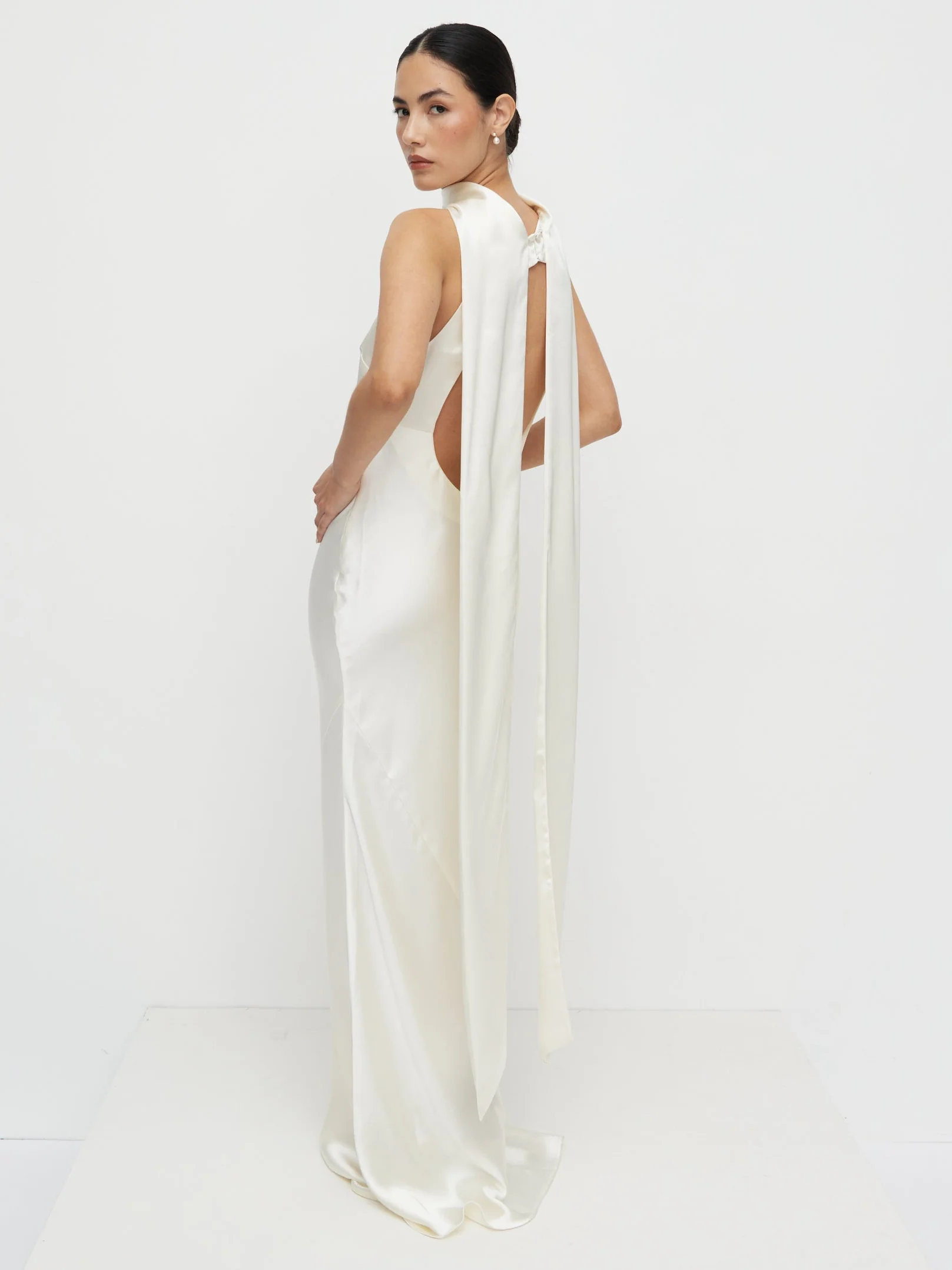 Lethe Scarf Backless Maxi Dress - Ivory - Image 3