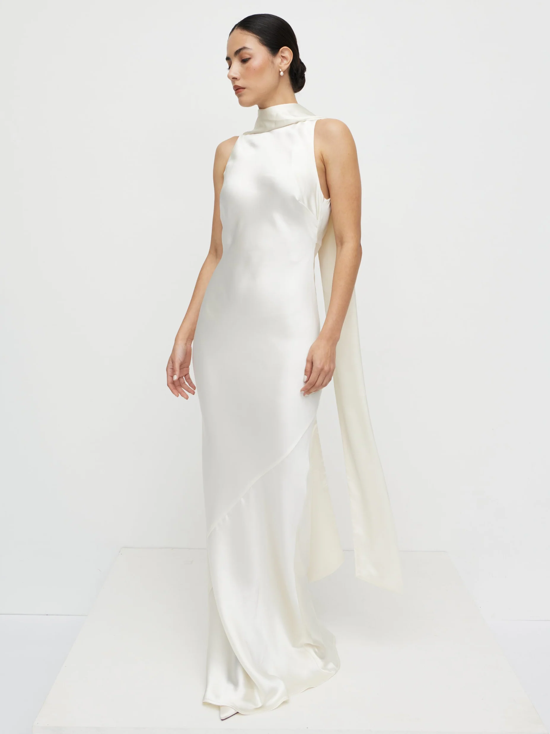 Lethe Scarf Backless Maxi Dress - Ivory - Image 4