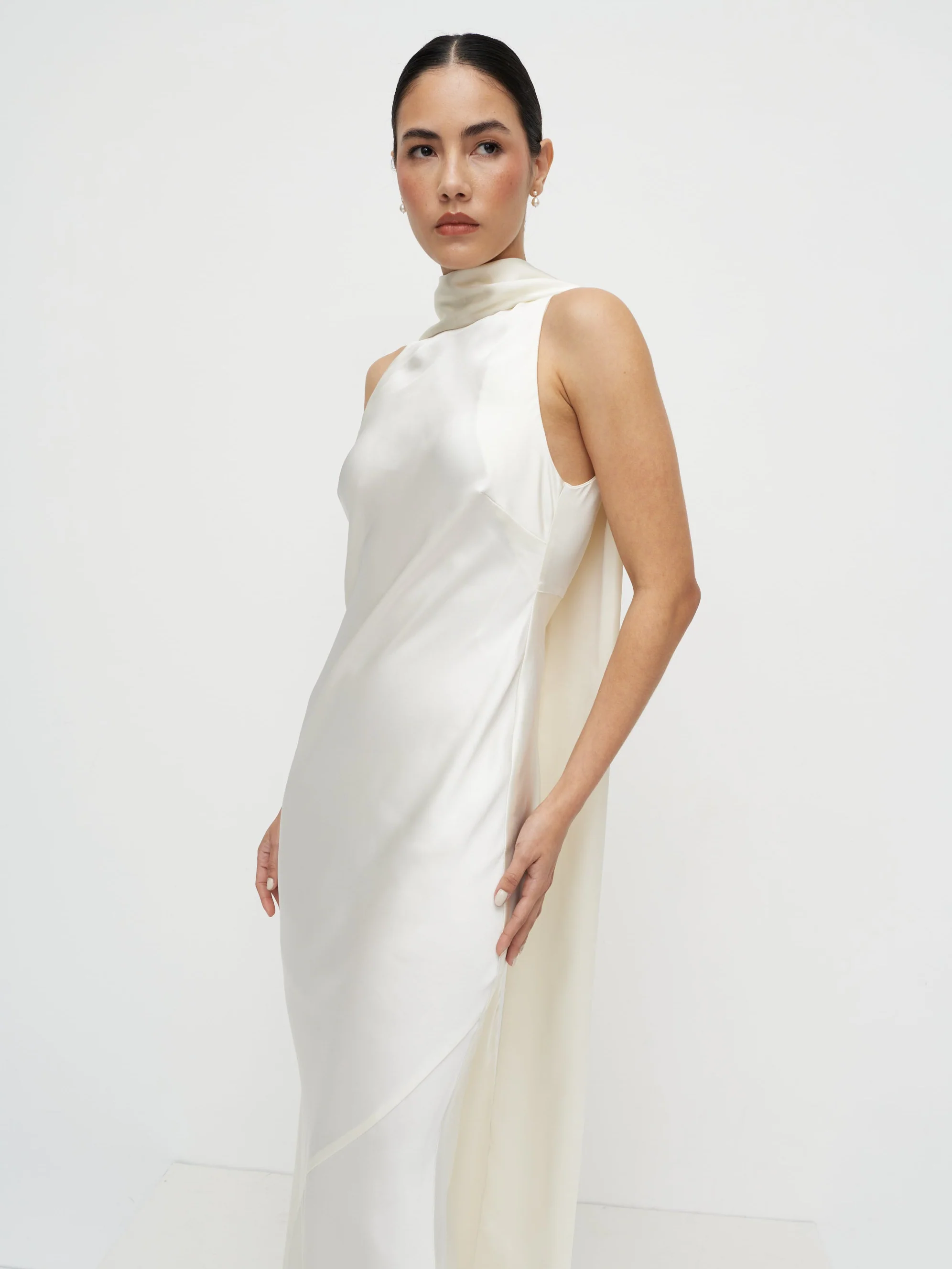Lethe Scarf Backless Maxi Dress - Ivory - Image 5