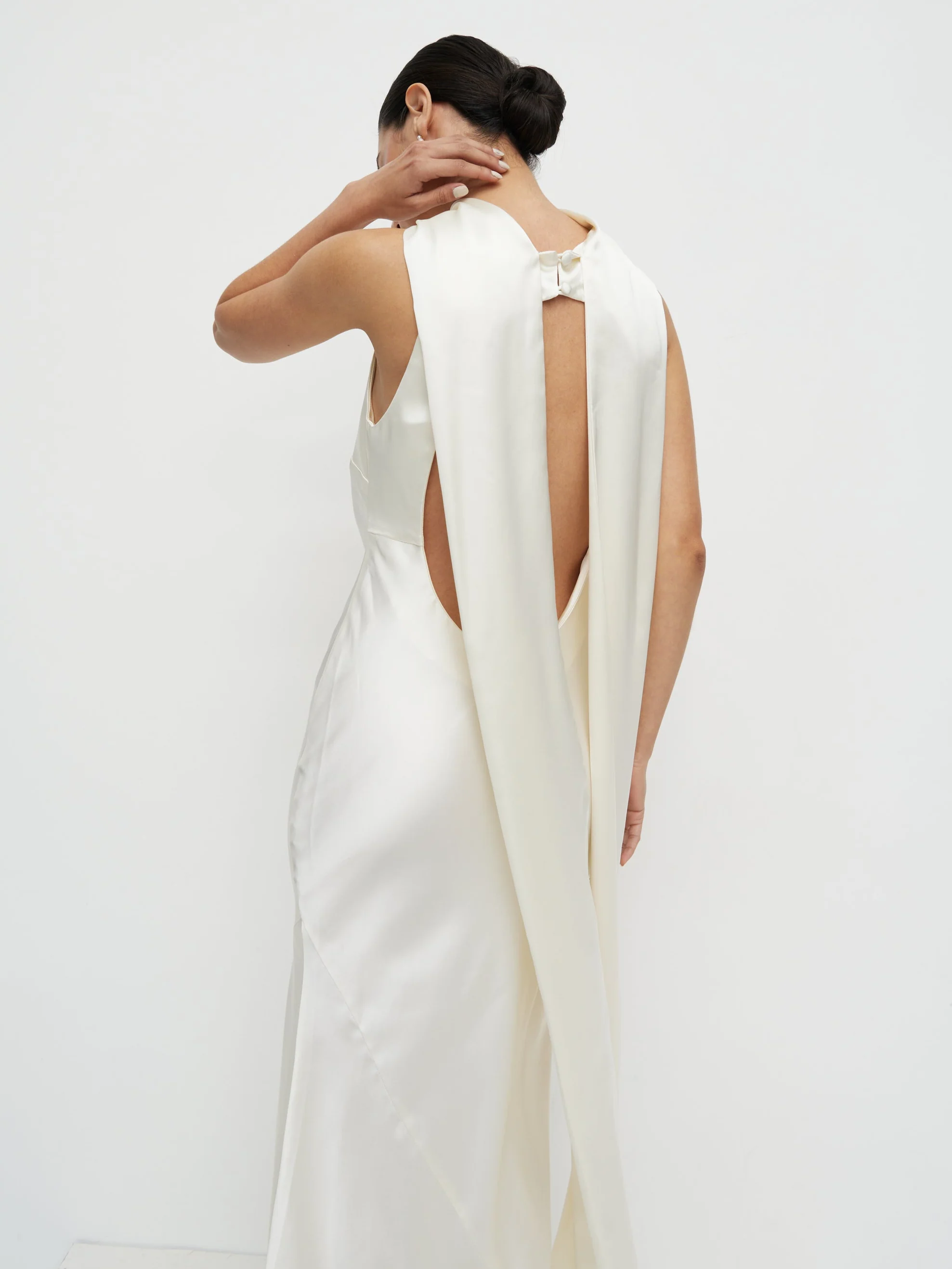 Lethe Scarf Backless Maxi Dress - Ivory - Image 6