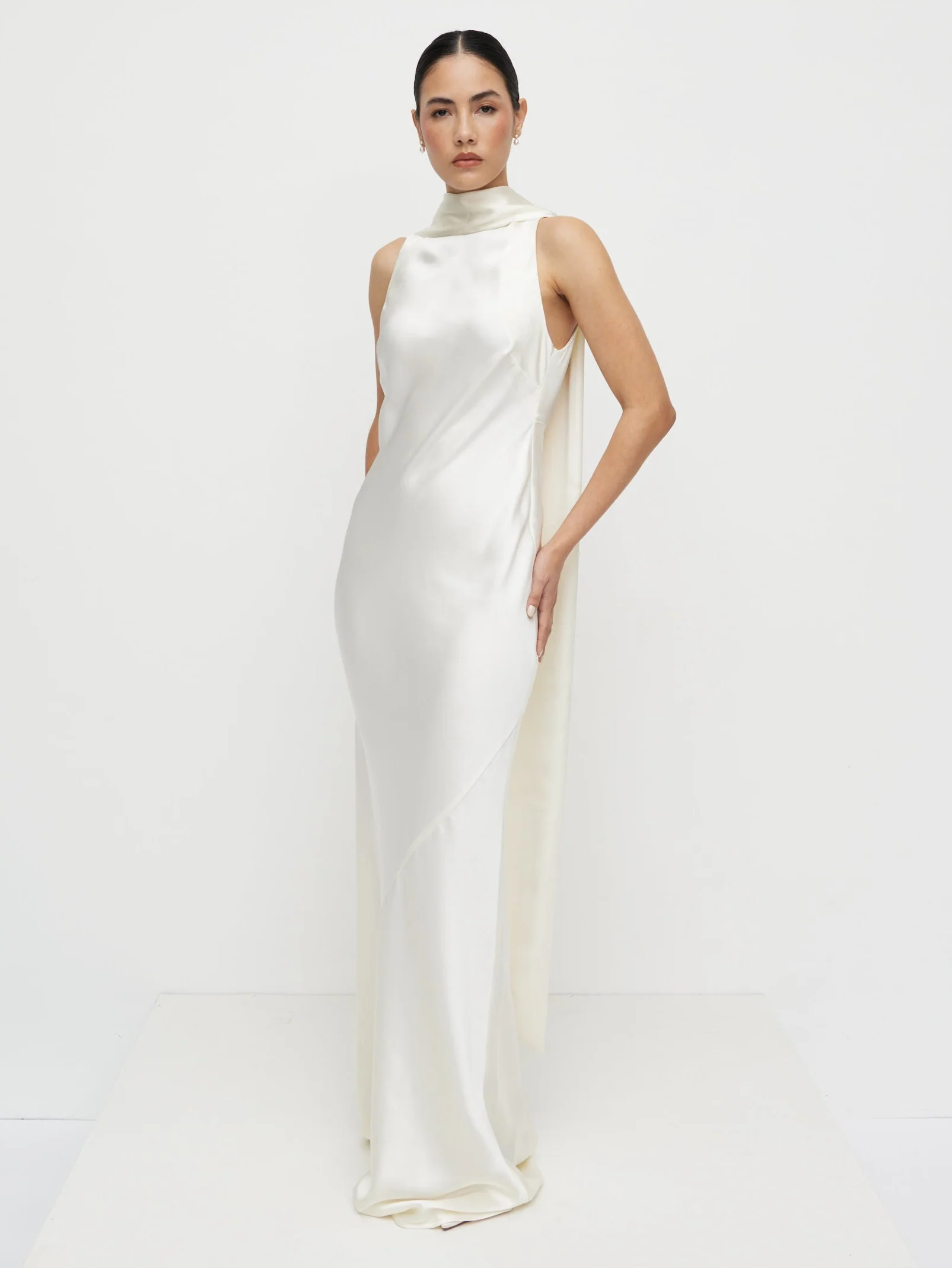Lethe Scarf Backless Maxi Dress - Ivory - Image 7
