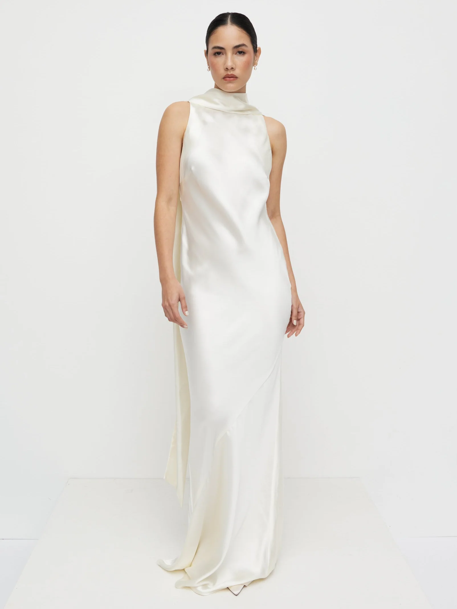 Lethe Scarf Backless Maxi Dress - Ivory - Image 8