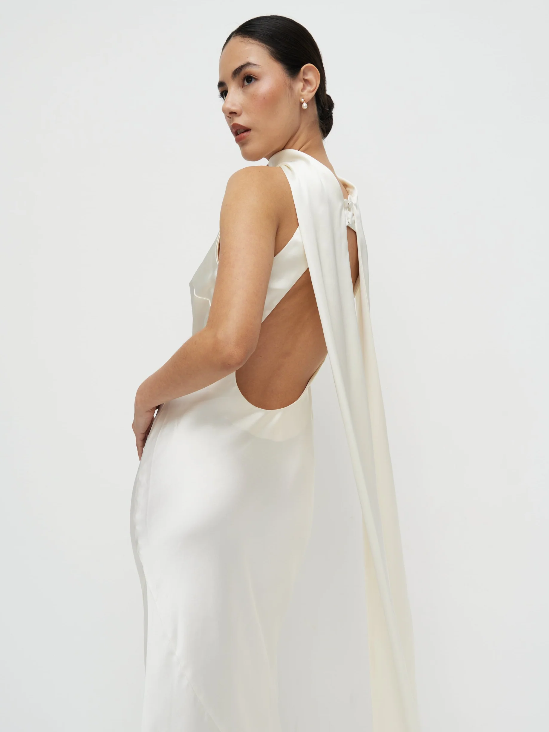 Lethe Scarf Backless Maxi Dress - Ivory - Image 9