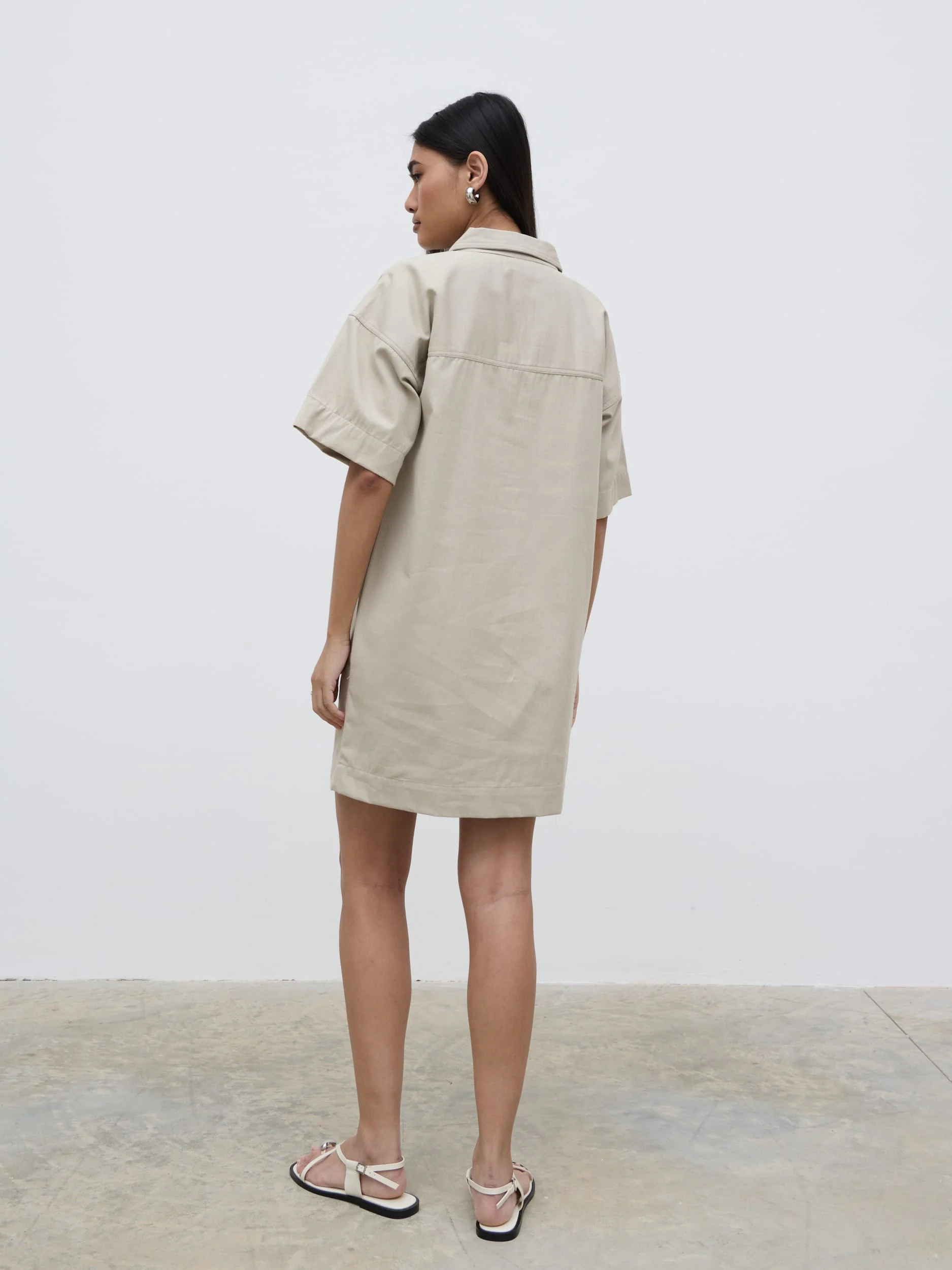 Lia Utility Shirt Dress - Stone - Image 3