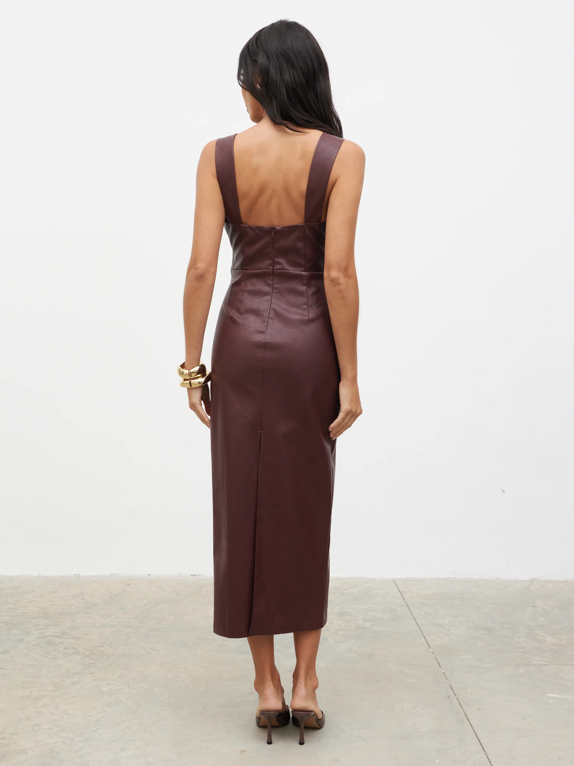 Libbi Leather Midaxi Dress - Wine - Image 6