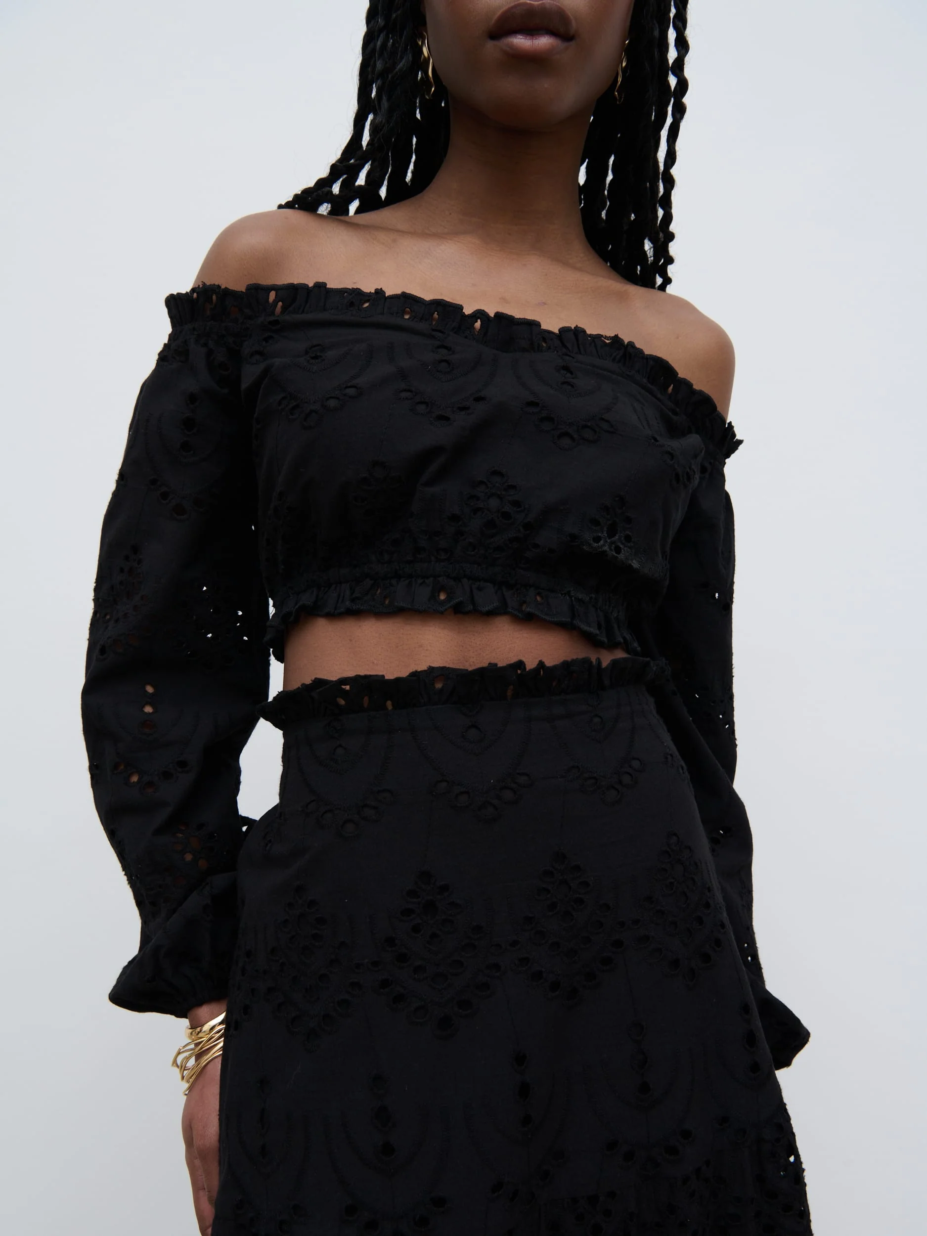 Lilla Broderie Maxi Skirt - Black - Image 3