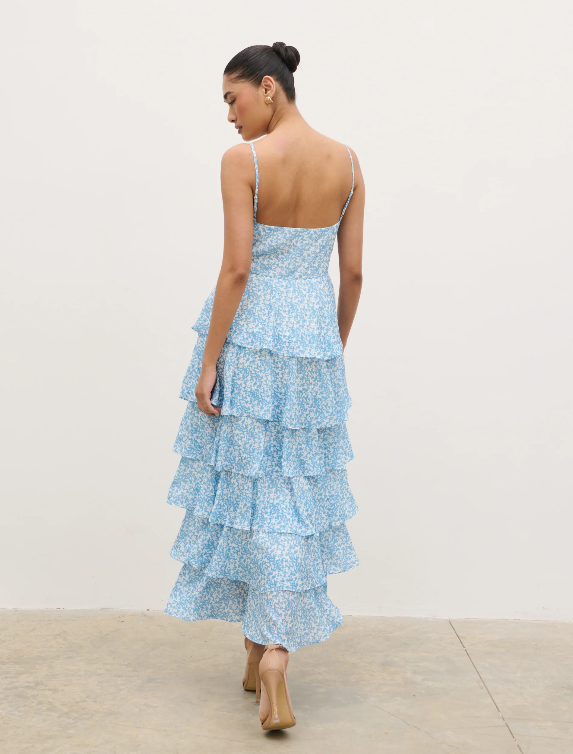 Lissy Ruffle Midaxi Dress - Blue Abstract - Image 5