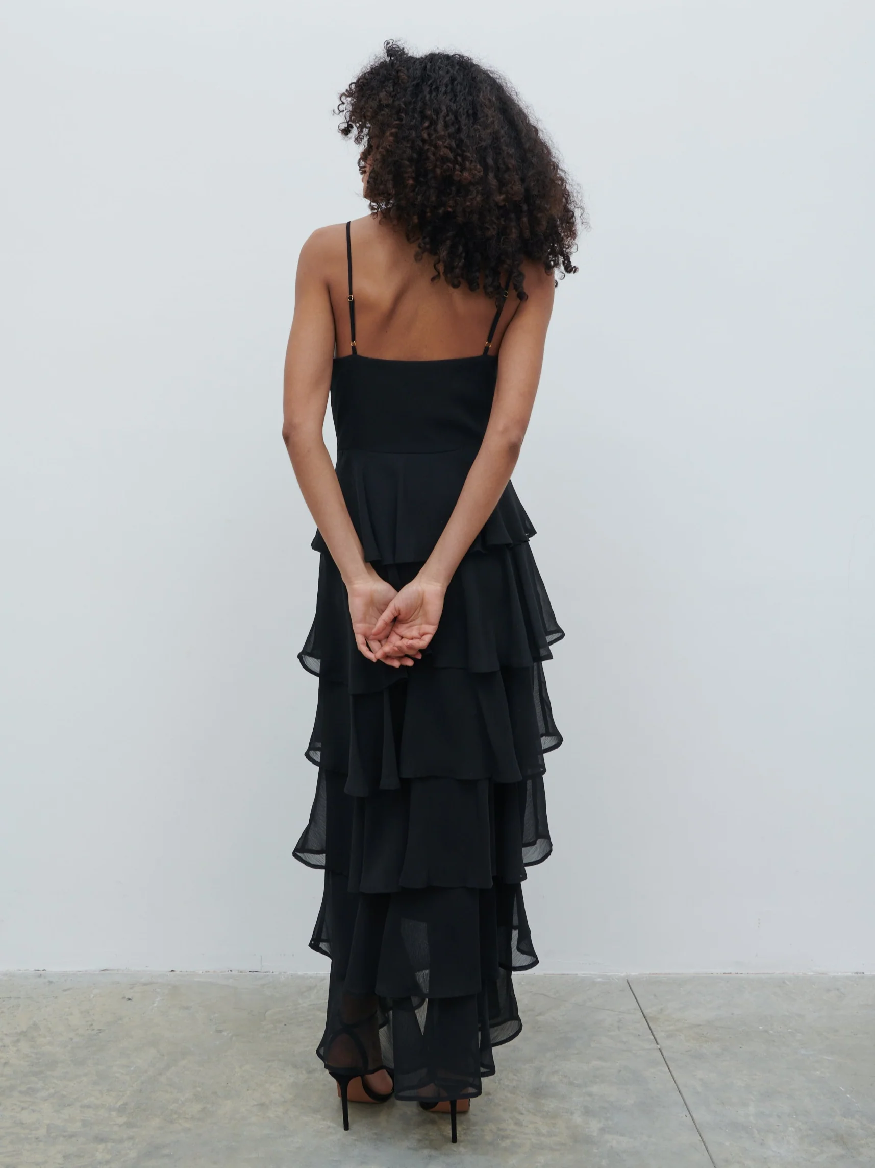 Lissy Ruffle Textured Maxi Dress - Black - Image 5
