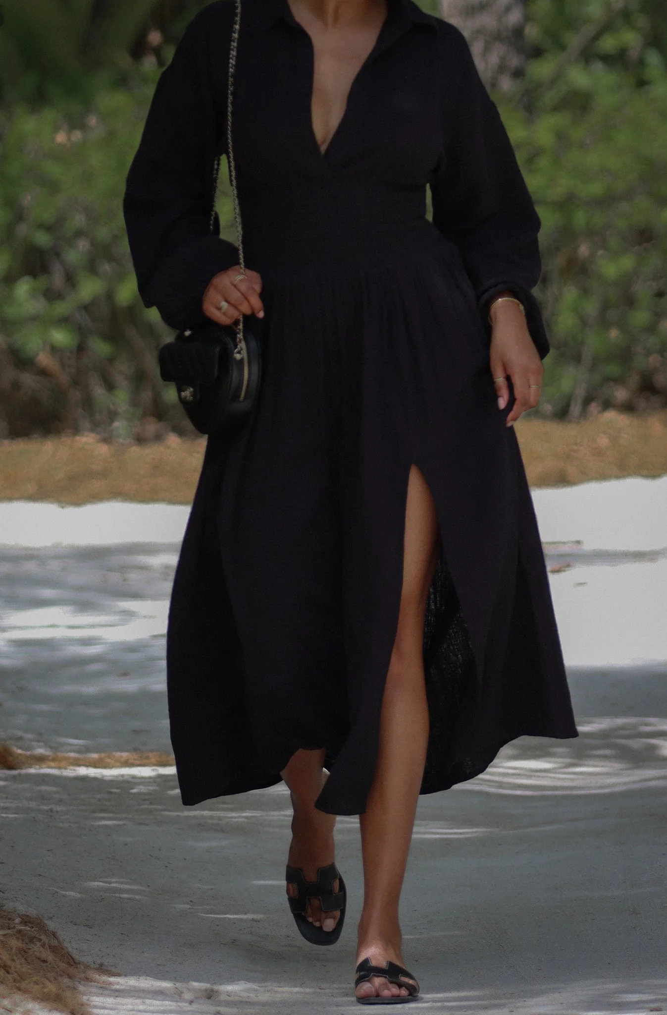Loretta Shirred Midaxi Dress - Black - Image 5