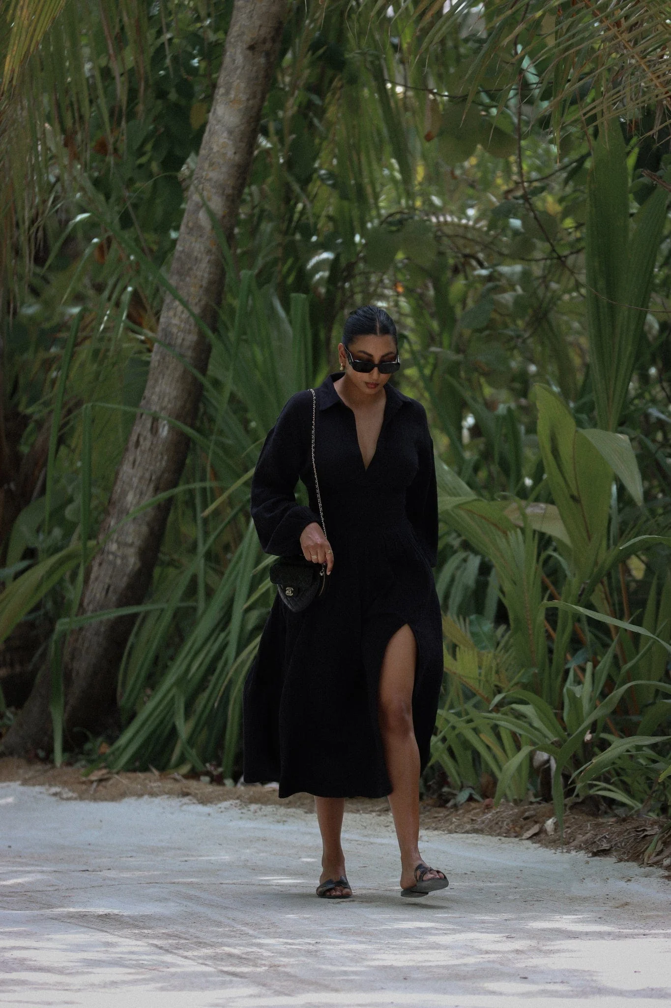 Loretta Shirred Midaxi Dress - Black - Image 6
