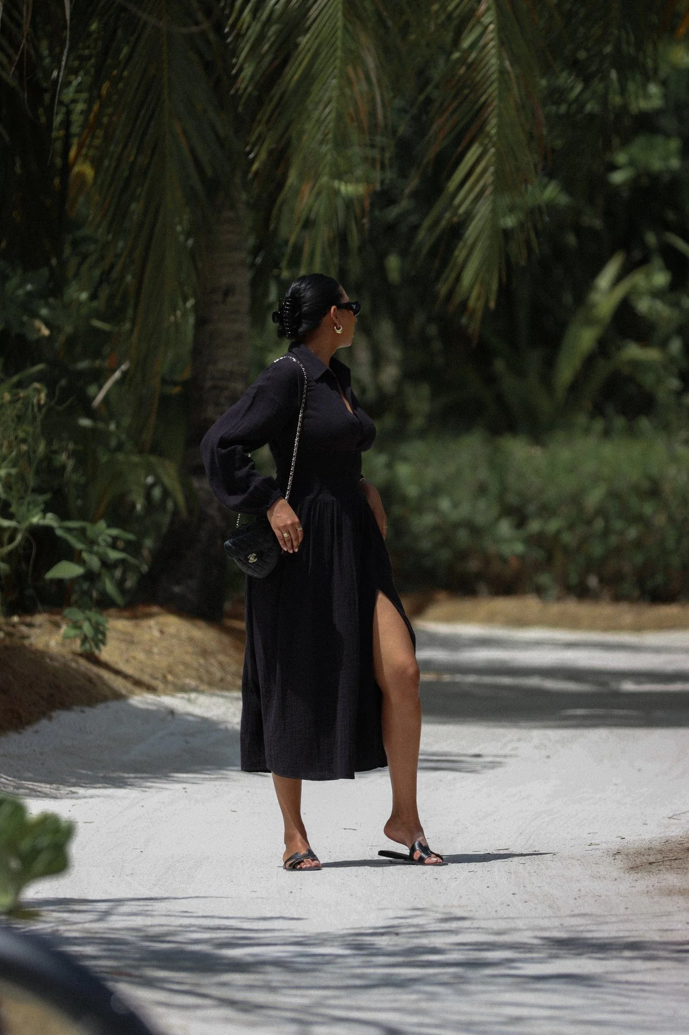 Loretta Shirred Midaxi Dress - Black - Image 7