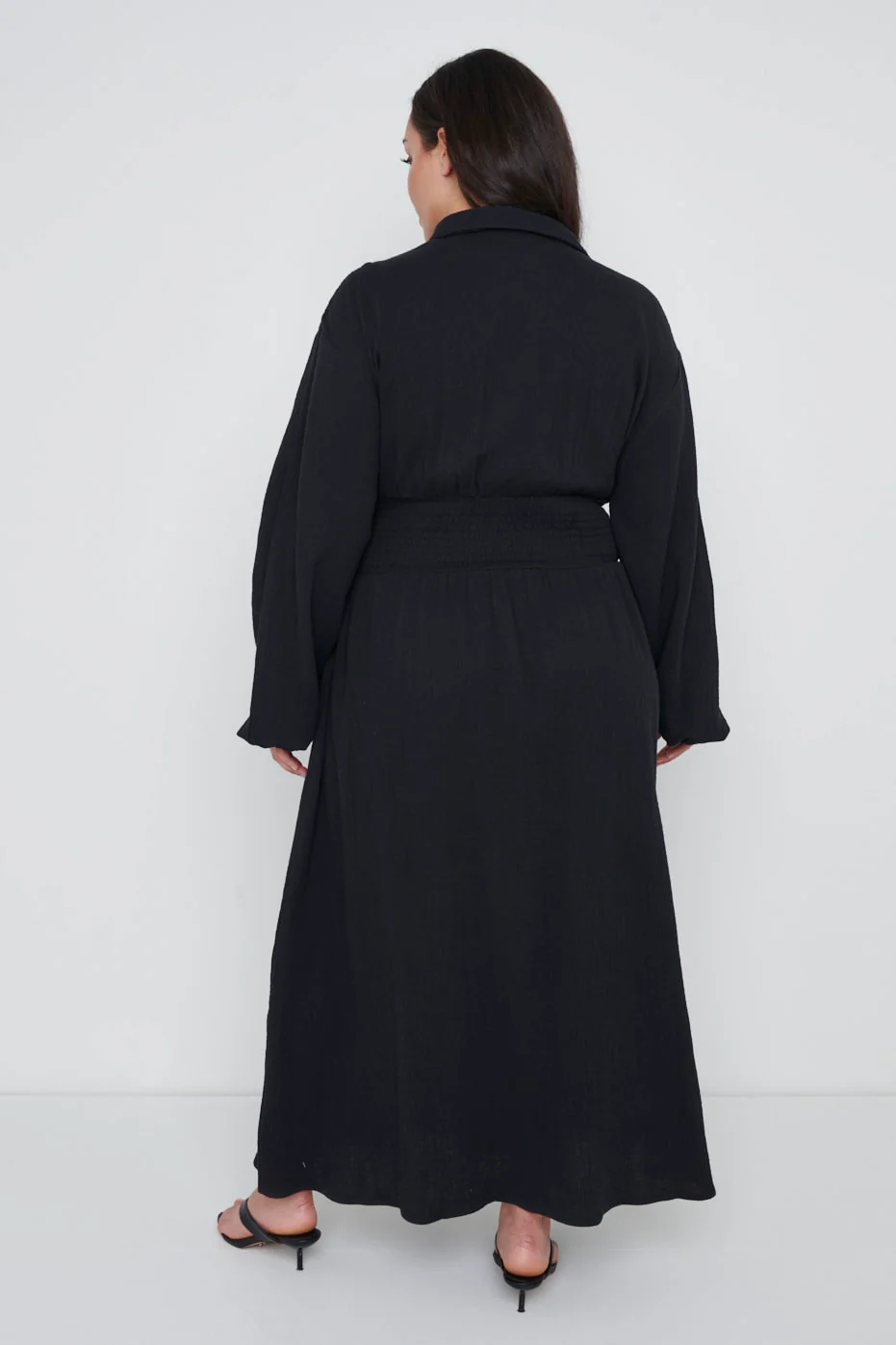 Loretta Shirred Midaxi Dress Curve - Black - Image 3