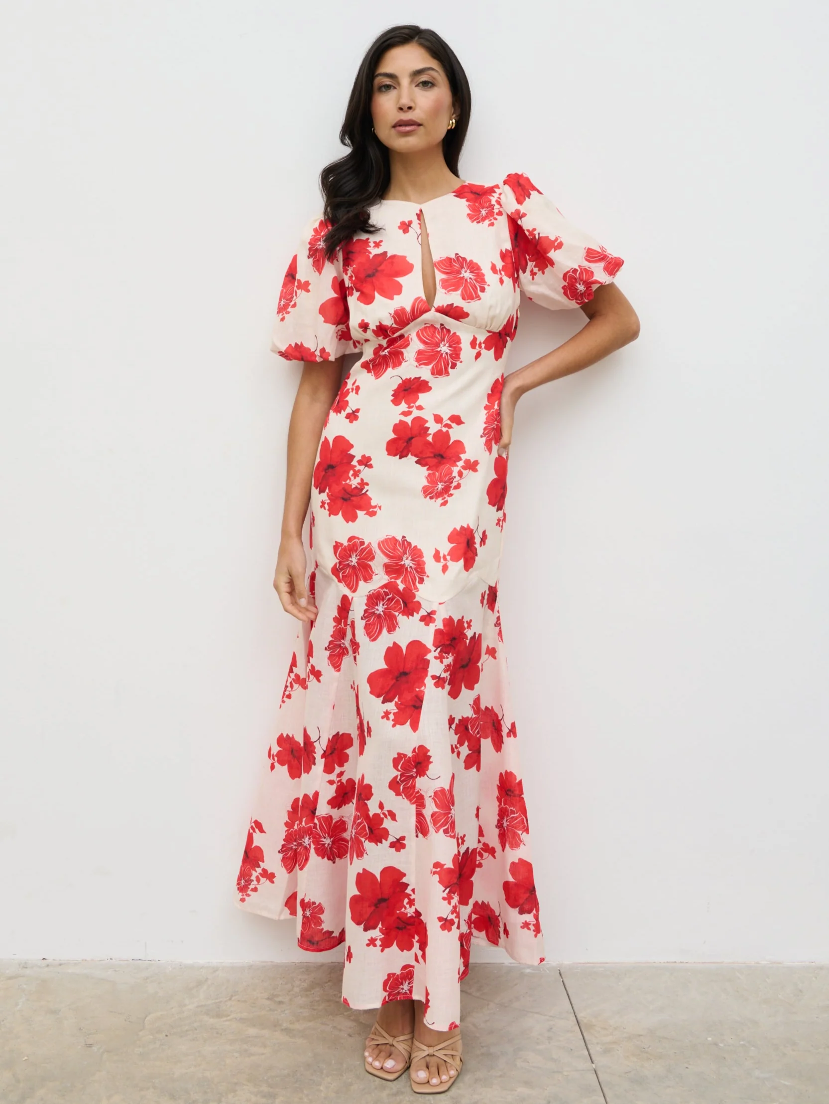 Lottie Puff Sleeve Dress - Red Floral - Image 5