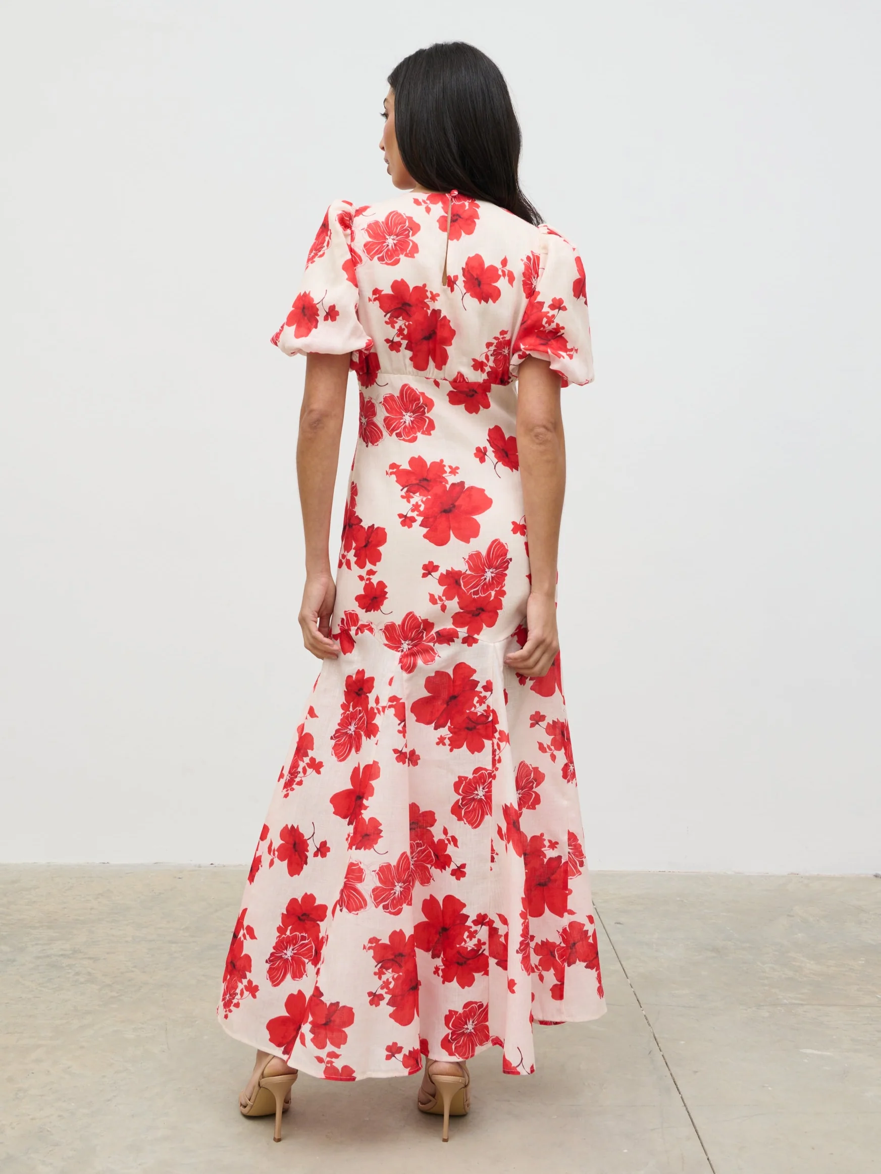 Lottie Puff Sleeve Dress - Red Floral - Image 6