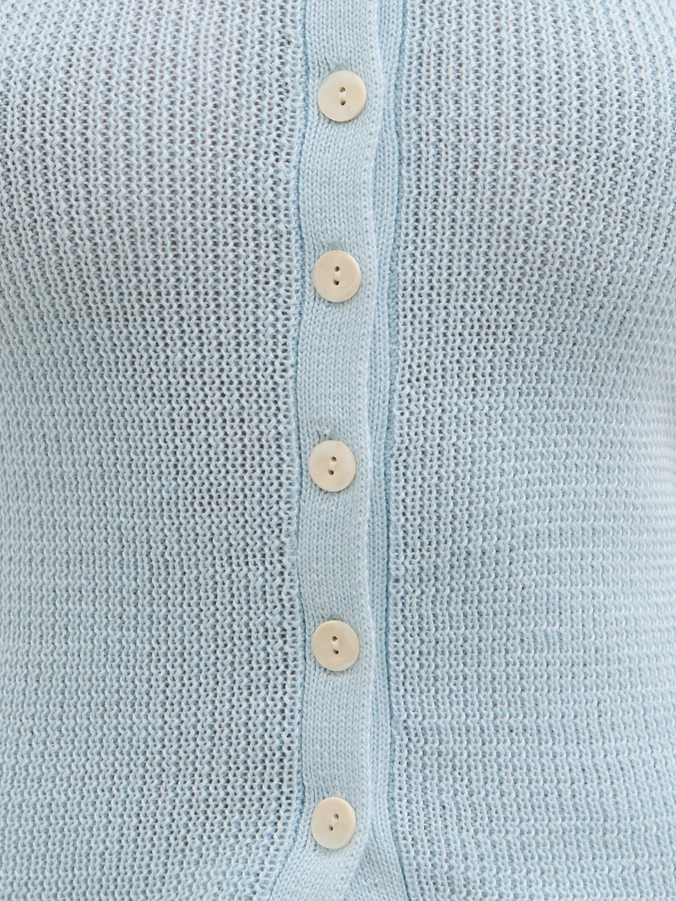 Louna Scallop Detail Cream Knit Button Top - Blue - Image 6