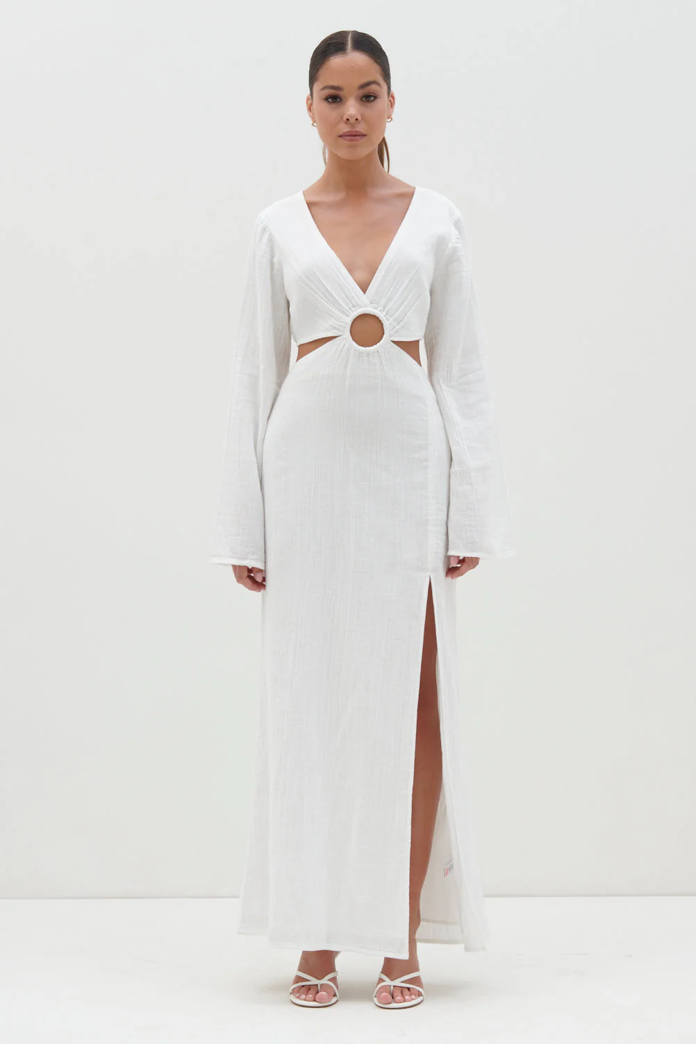 Luca Cut Out Ring Dress - Cream - Image 11