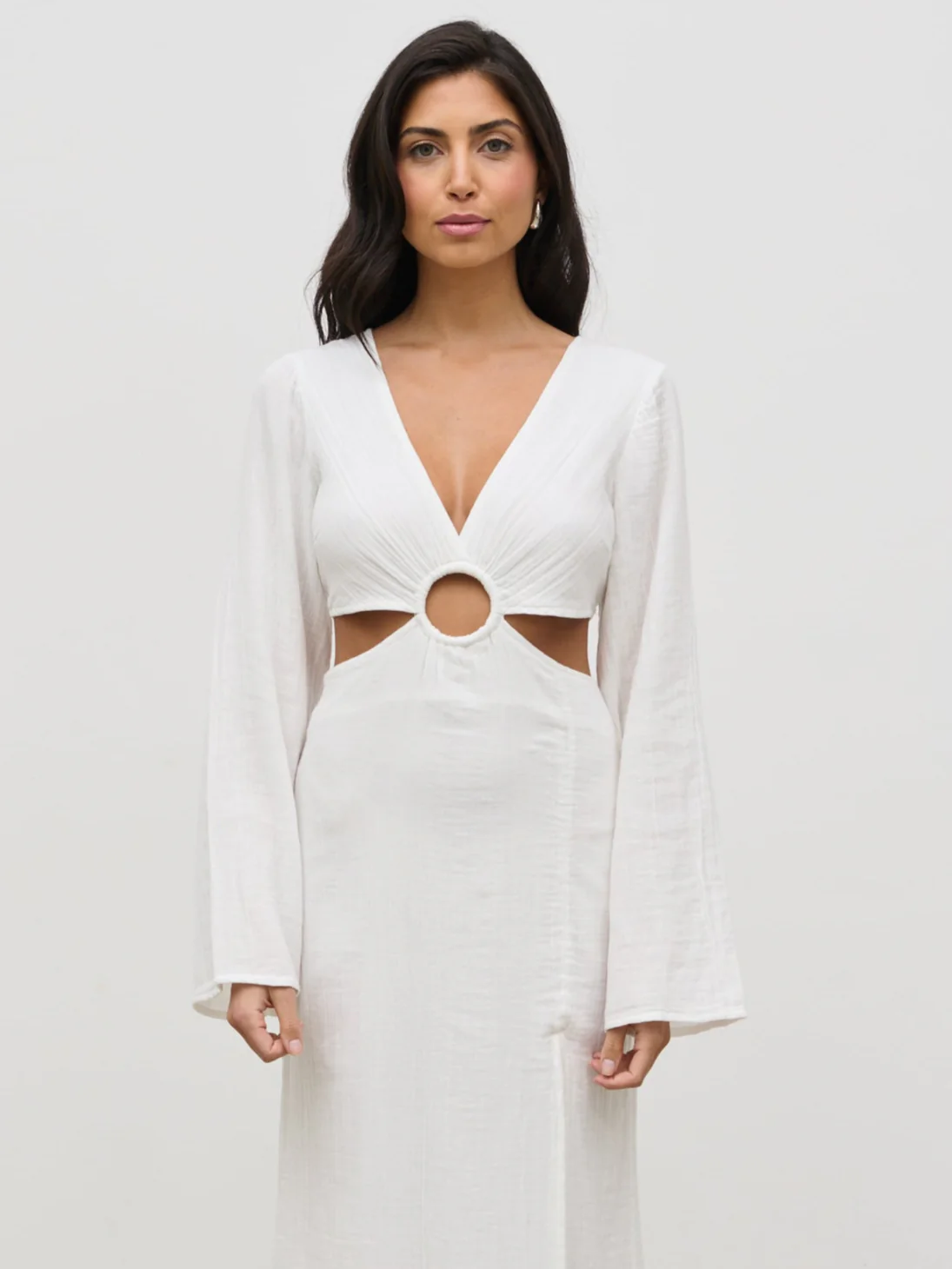 Luca Cut Out Ring Dress - Cream - Image 2