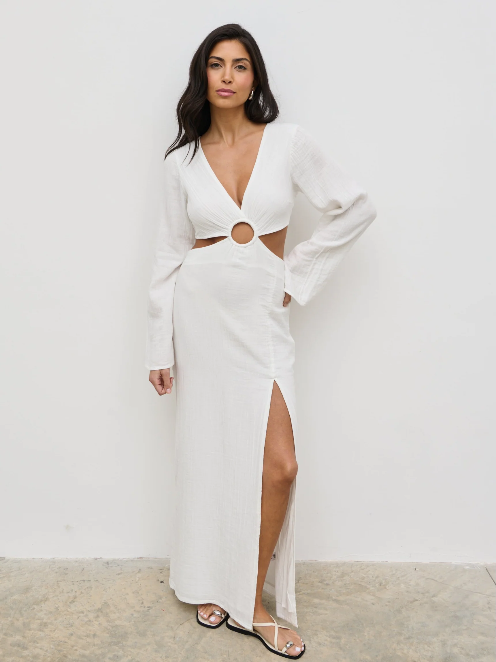 Luca Cut Out Ring Dress - Cream - Image 3