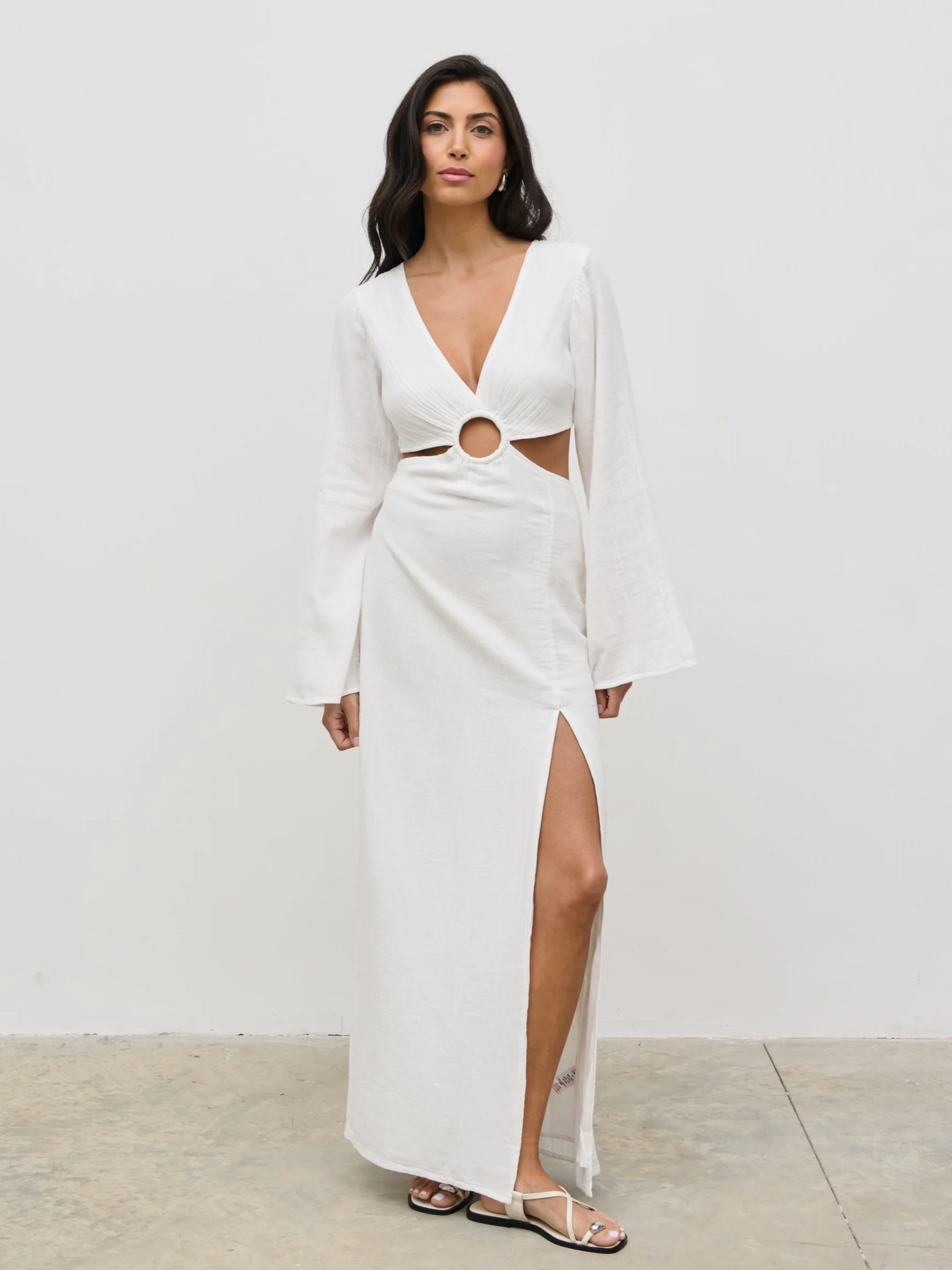 Luca Cut Out Ring Dress - Cream - Image 5