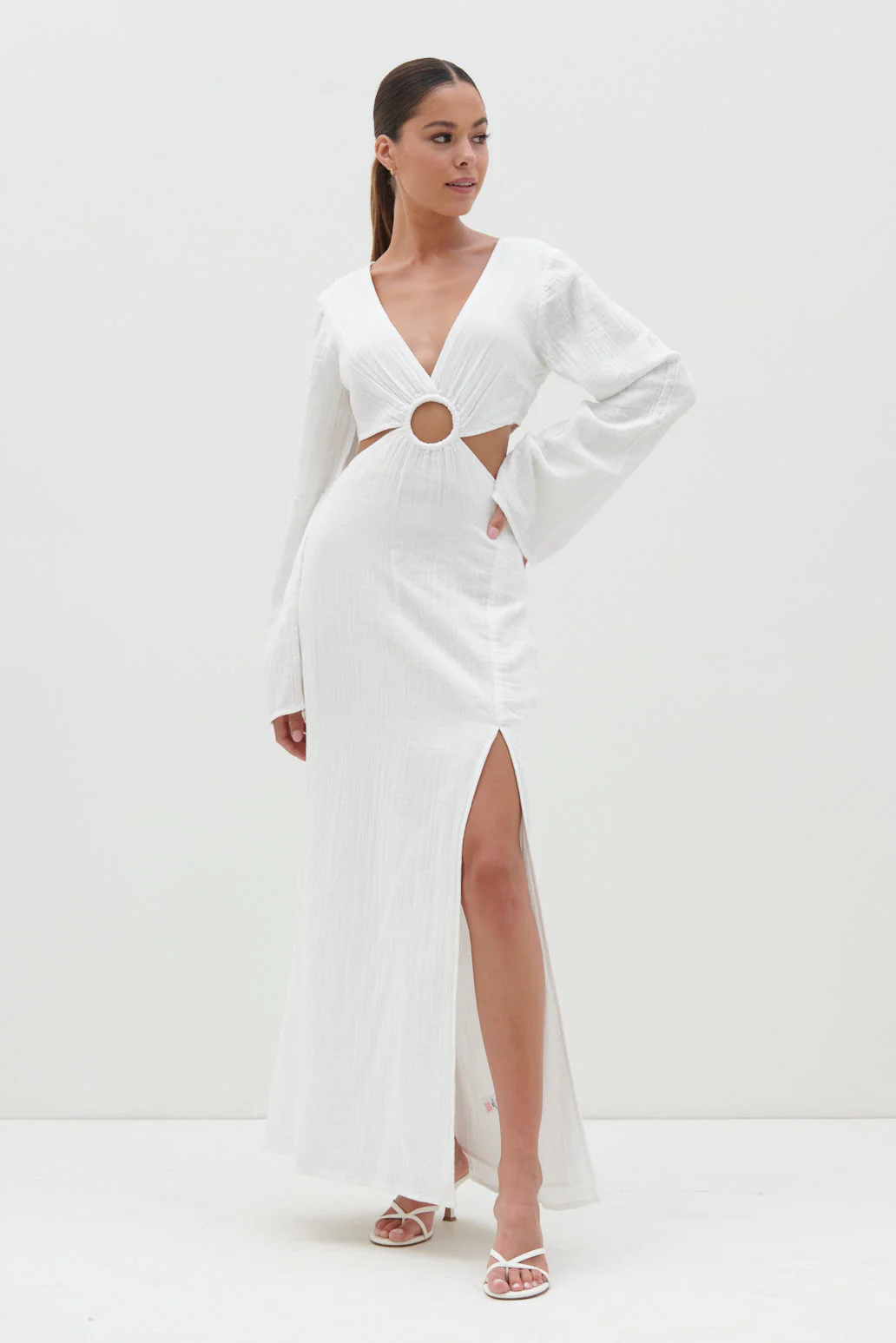 Luca Cut Out Ring Dress - Cream - Image 7