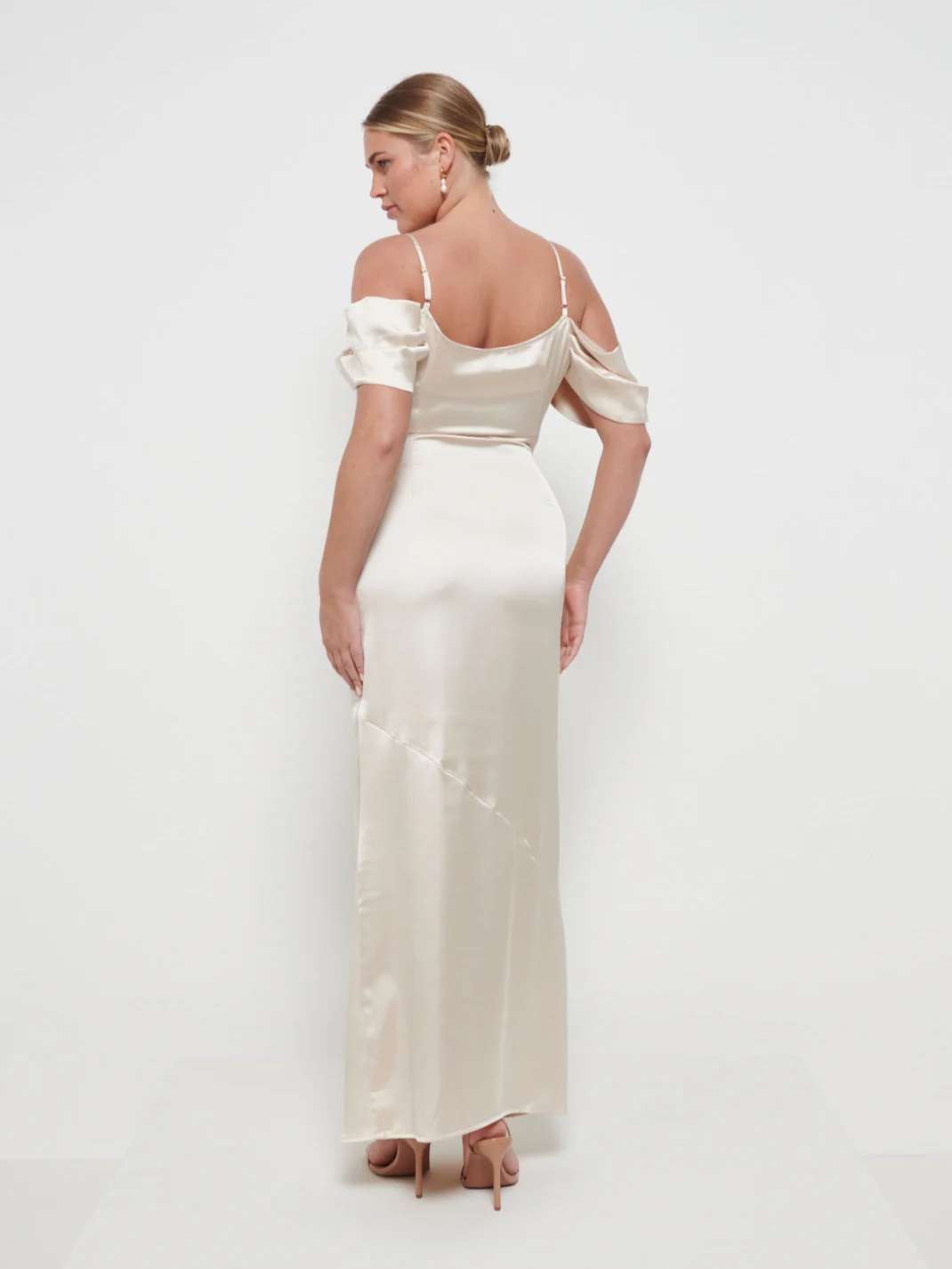 Lucette Recycled Maxi Bridesmaid Dress - Champagne - Image 3
