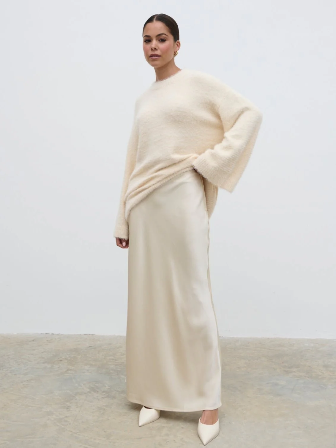 Lula Fluffy Knit Jumper - Cream - Image 2