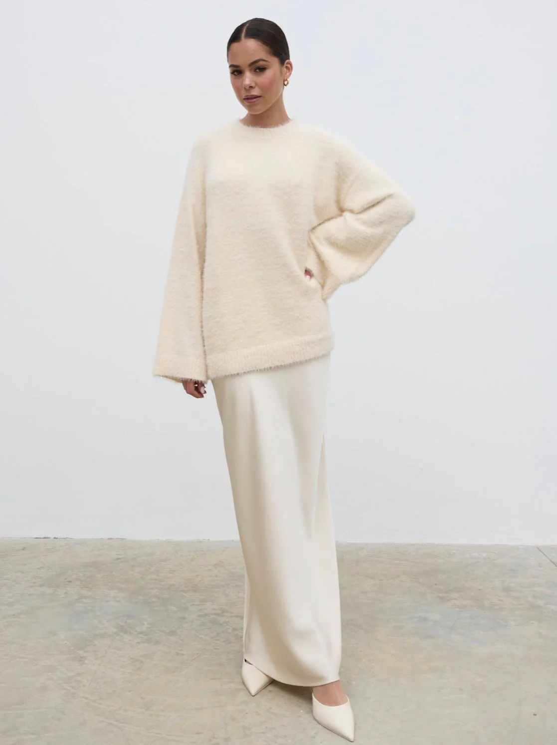 Lula Fluffy Knit Jumper - Cream - Image 3