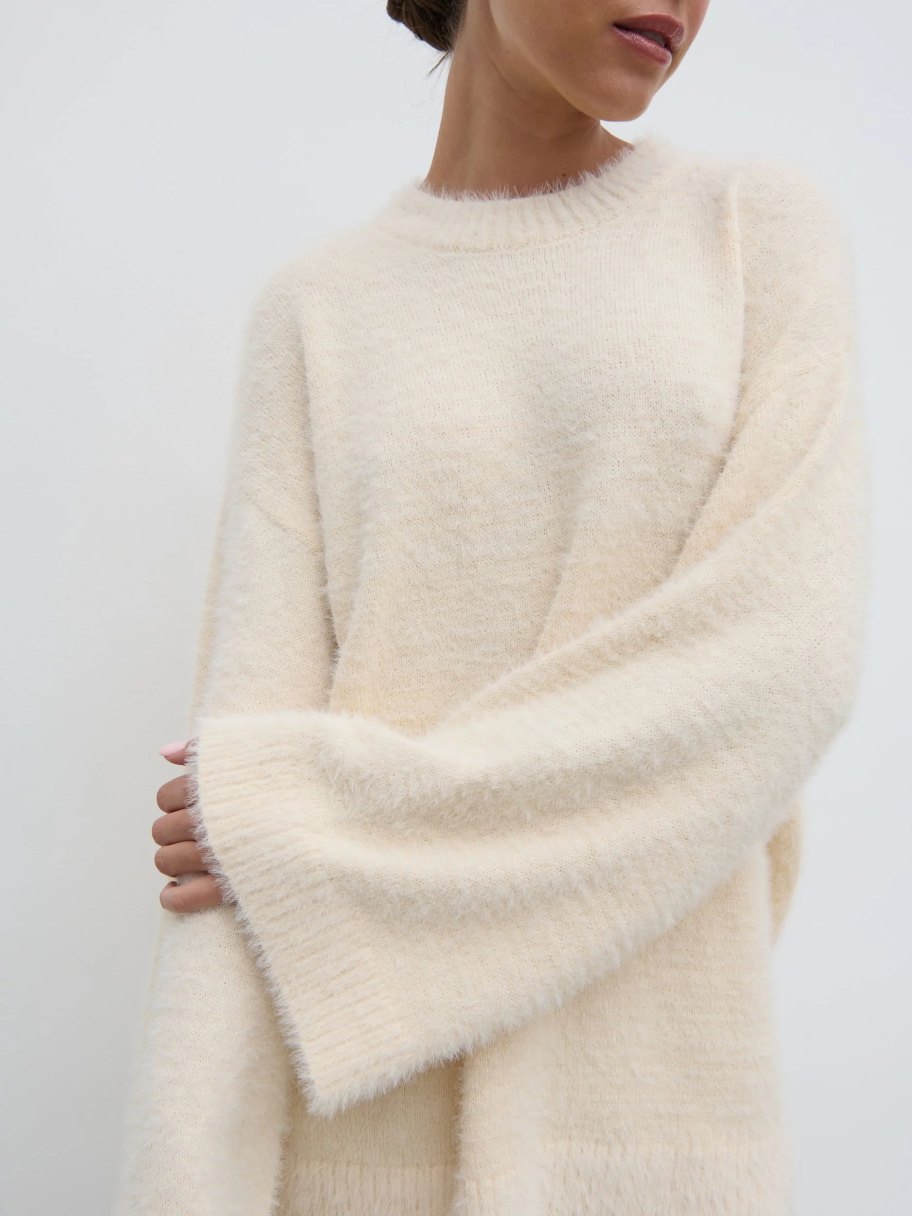 Lula Fluffy Knit Jumper - Cream - Image 5