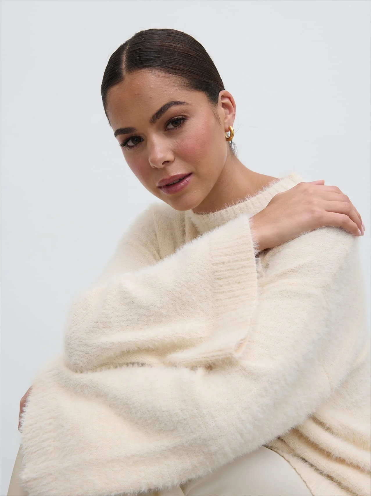 Lula Fluffy Knit Jumper - Cream - Image 8