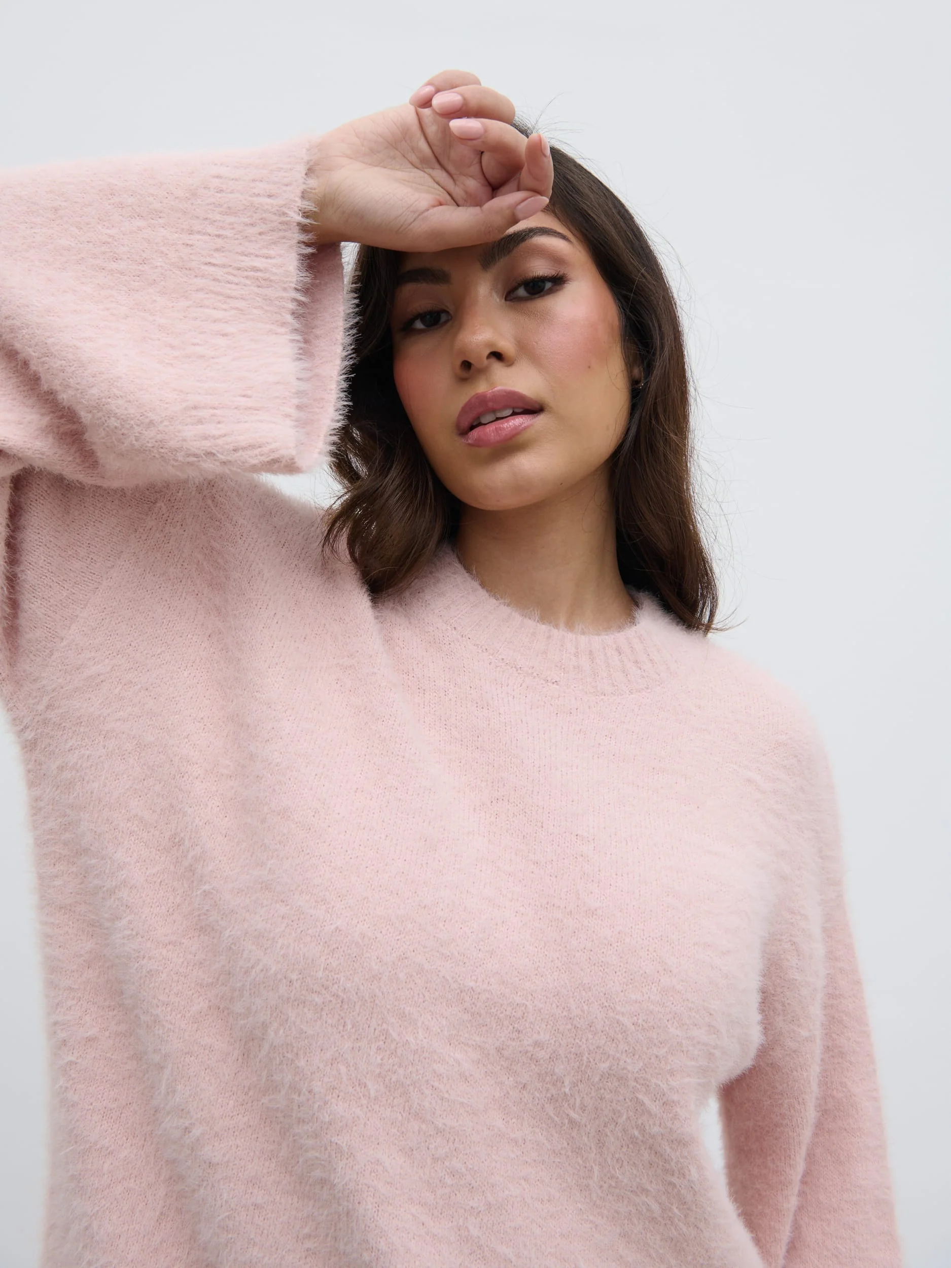 Lula Fluffy Knit Jumper - Pale Pink - Image 2