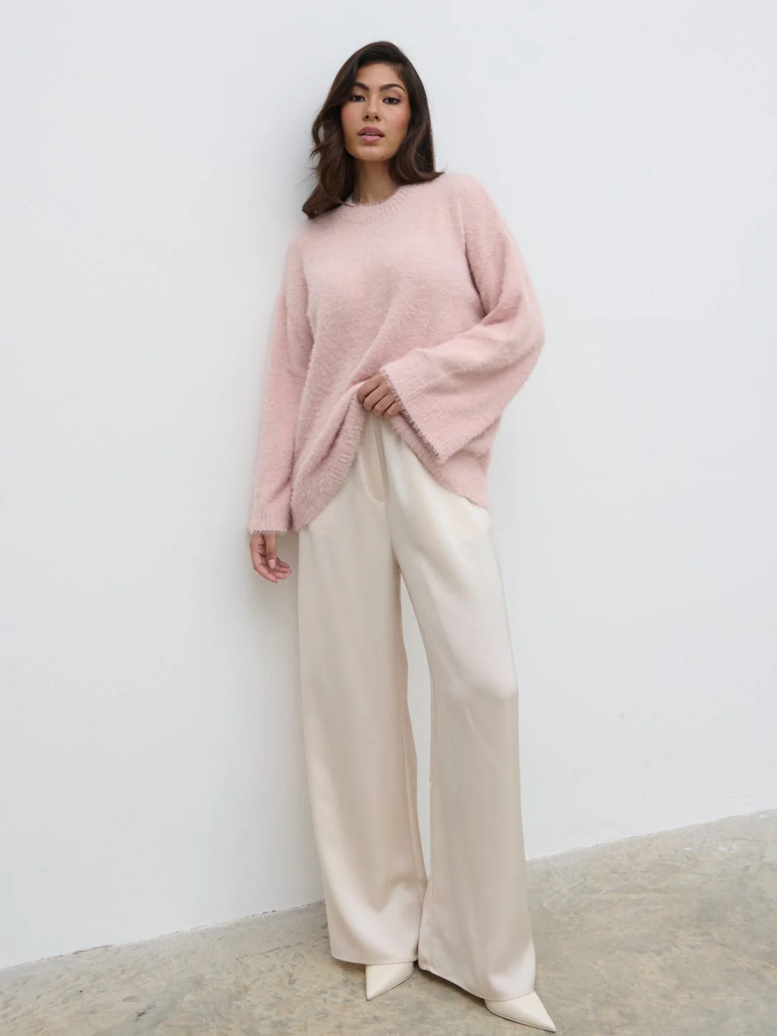 Lula Fluffy Knit Jumper - Pale Pink - Image 3