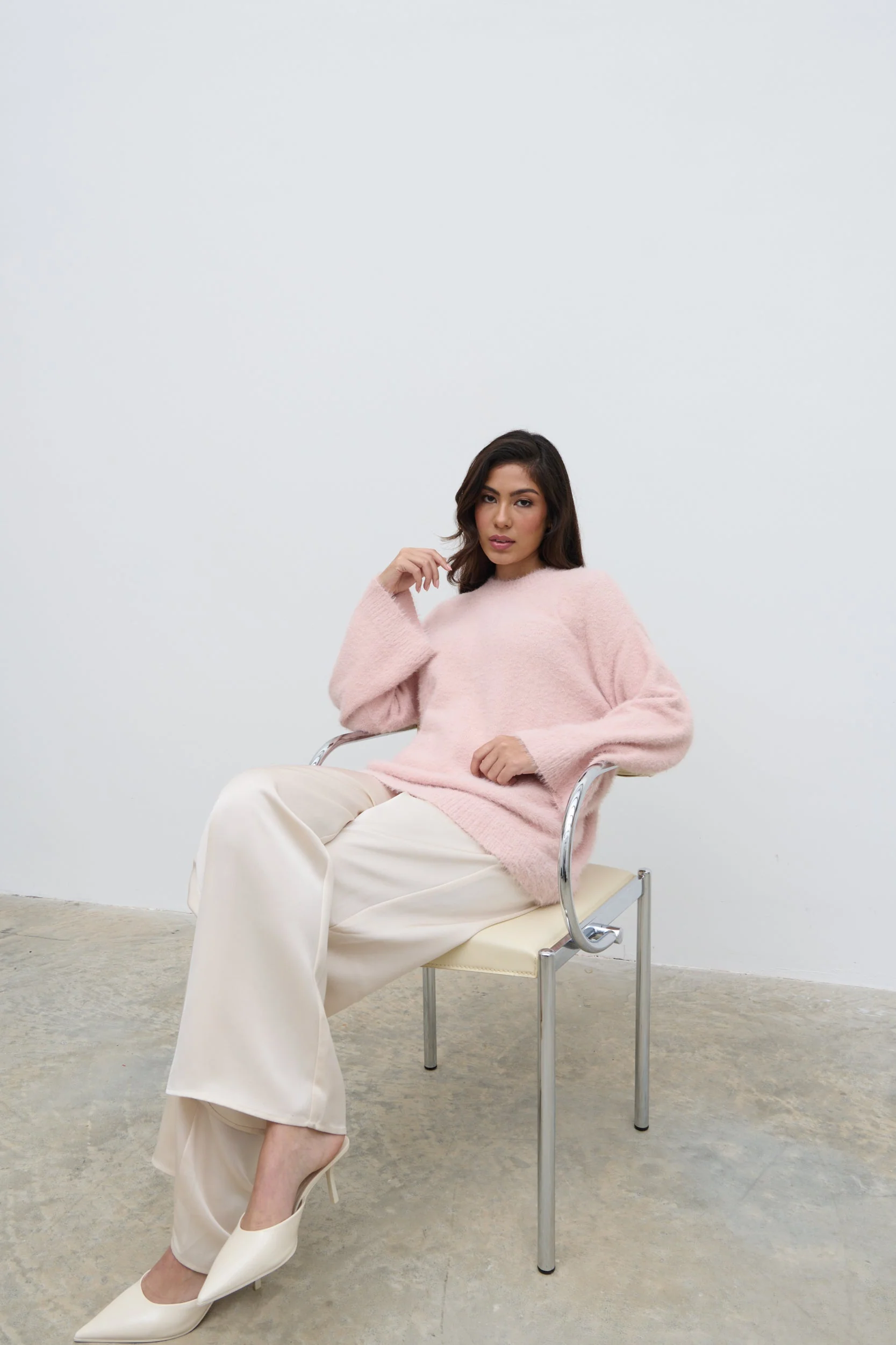 Lula Fluffy Knit Jumper - Pale Pink - Image 4