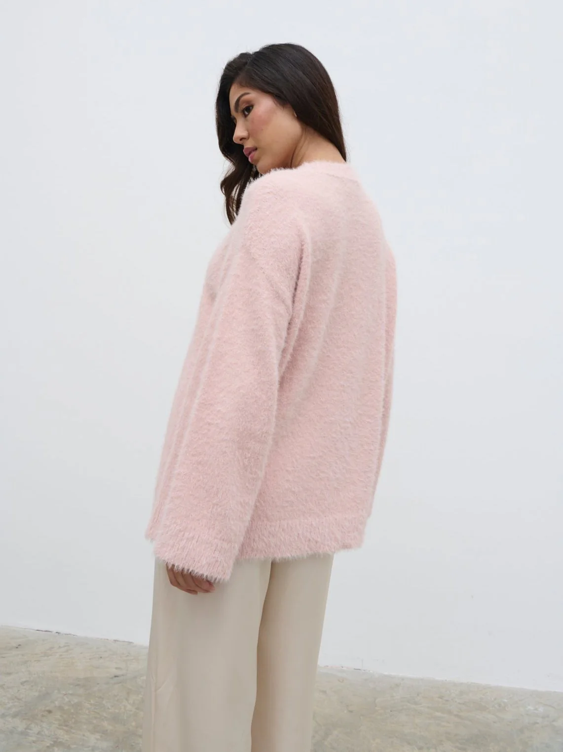 Lula Fluffy Knit Jumper - Pale Pink - Image 5