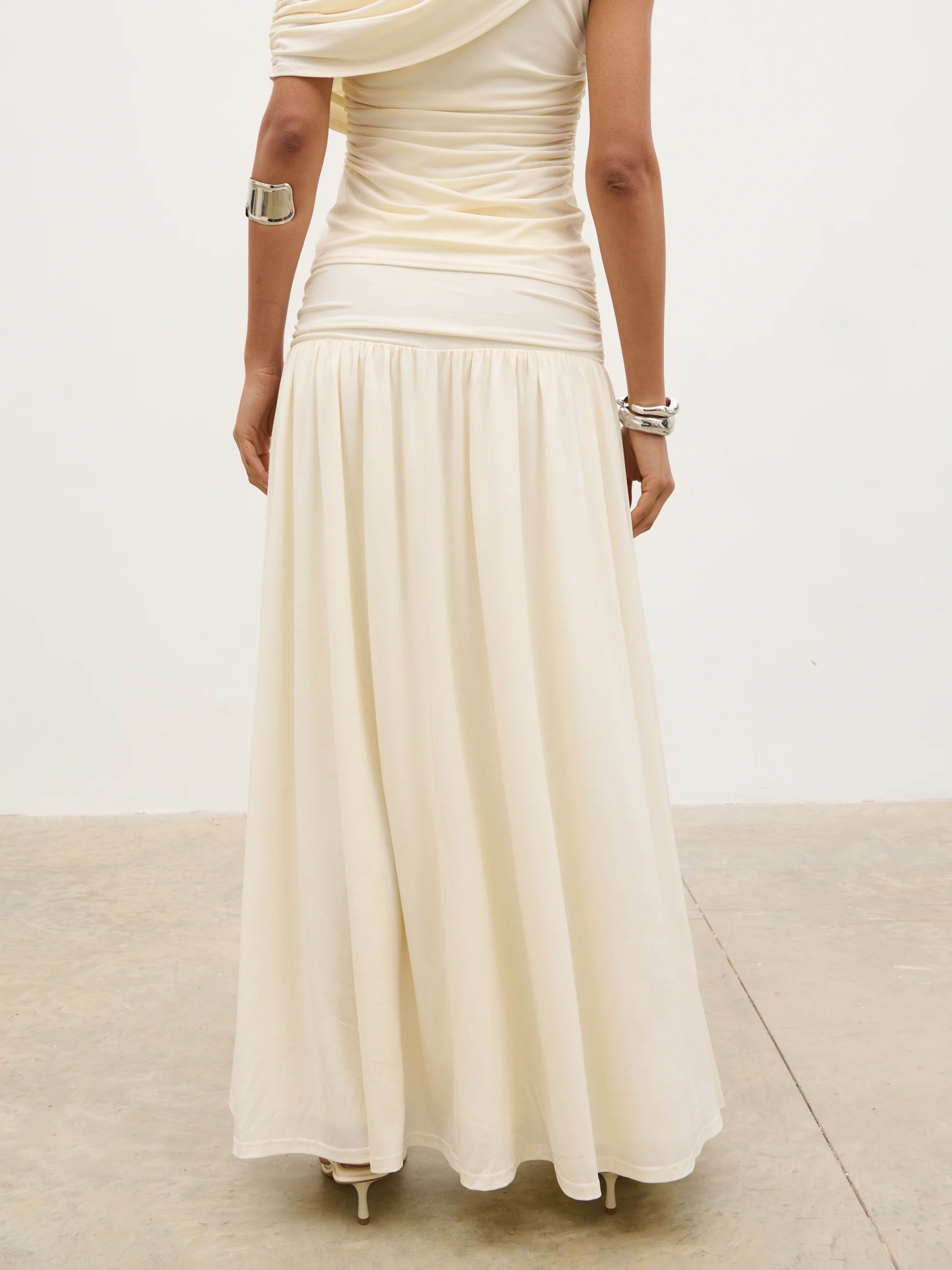 Lydia Ruched Jersey Skirt - Cream - Image 6