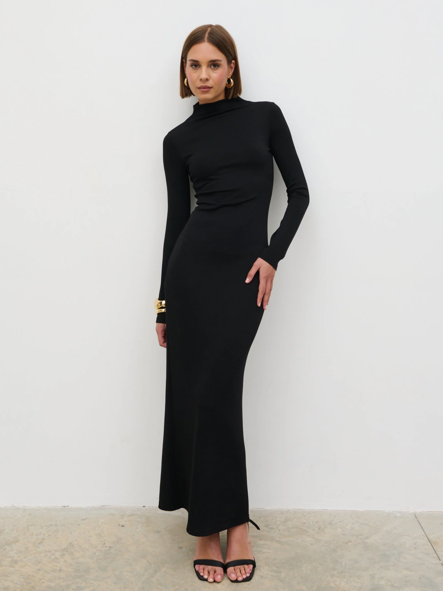 Mabel High Neck Jersey Maxi Dress - Black - Image 5