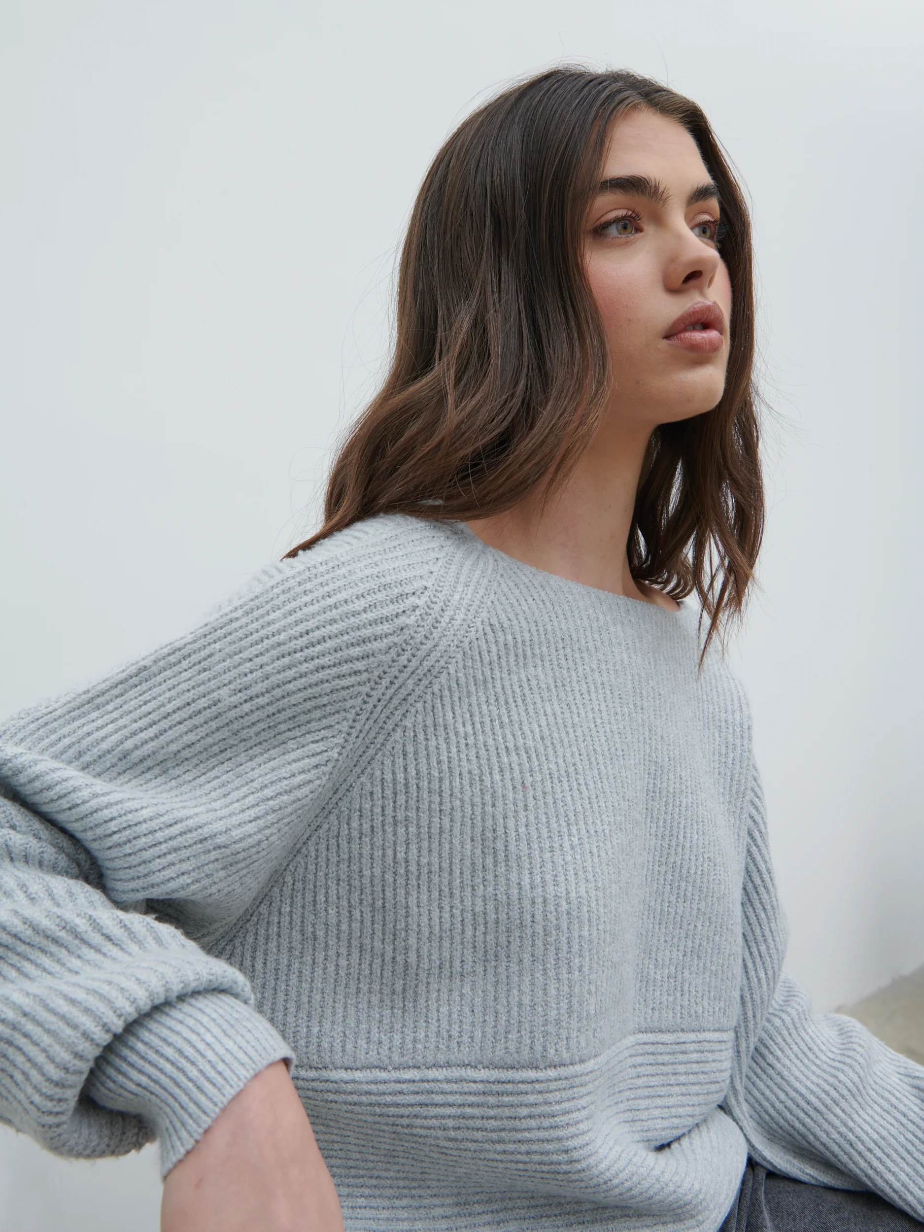 Macey Cross Back Knit Jumper - Grey Marl - Image 6