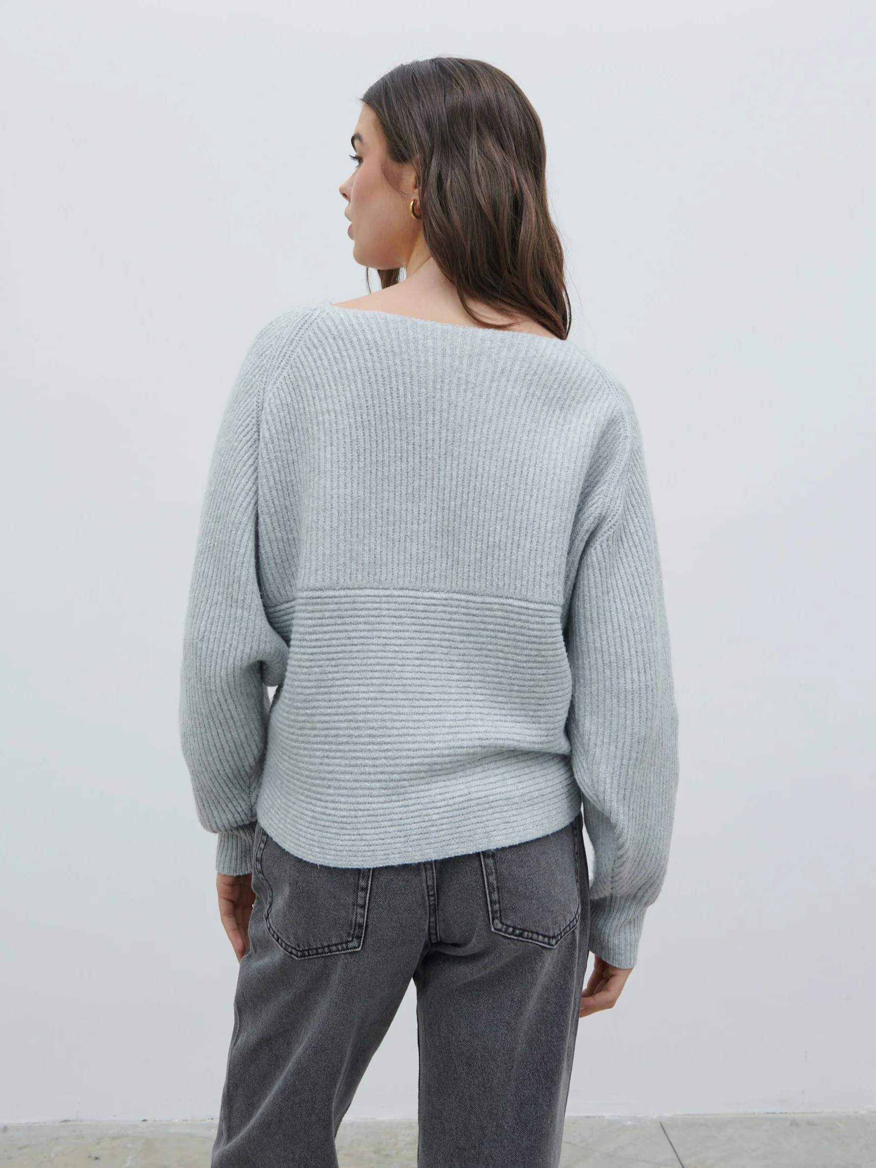 Macey Cross Back Knit Jumper - Grey Marl - Image 8