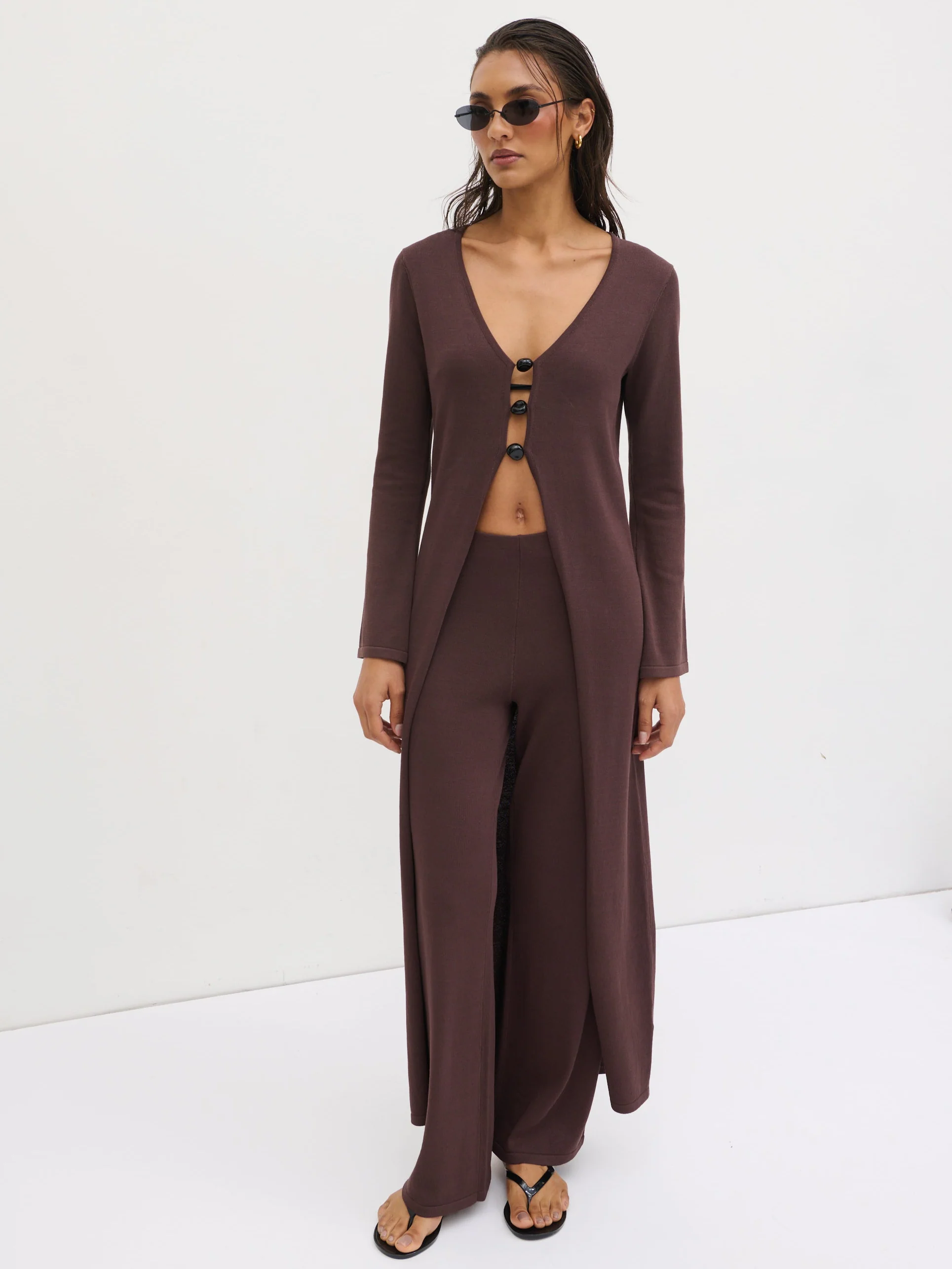 Maelle Maxi Knit Cardigan - Chocolate - Image 5