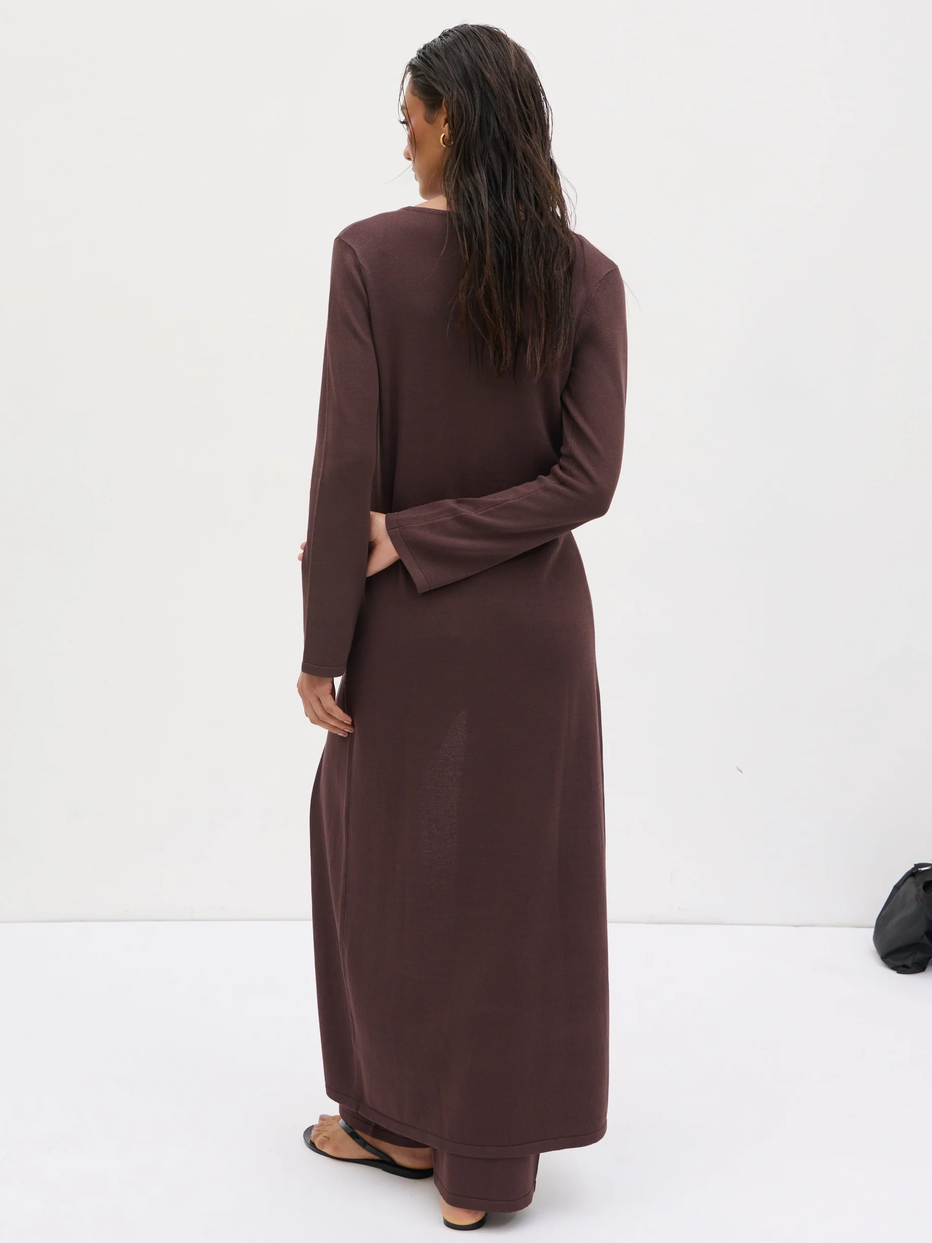 Maelle Maxi Knit Cardigan - Chocolate - Image 7