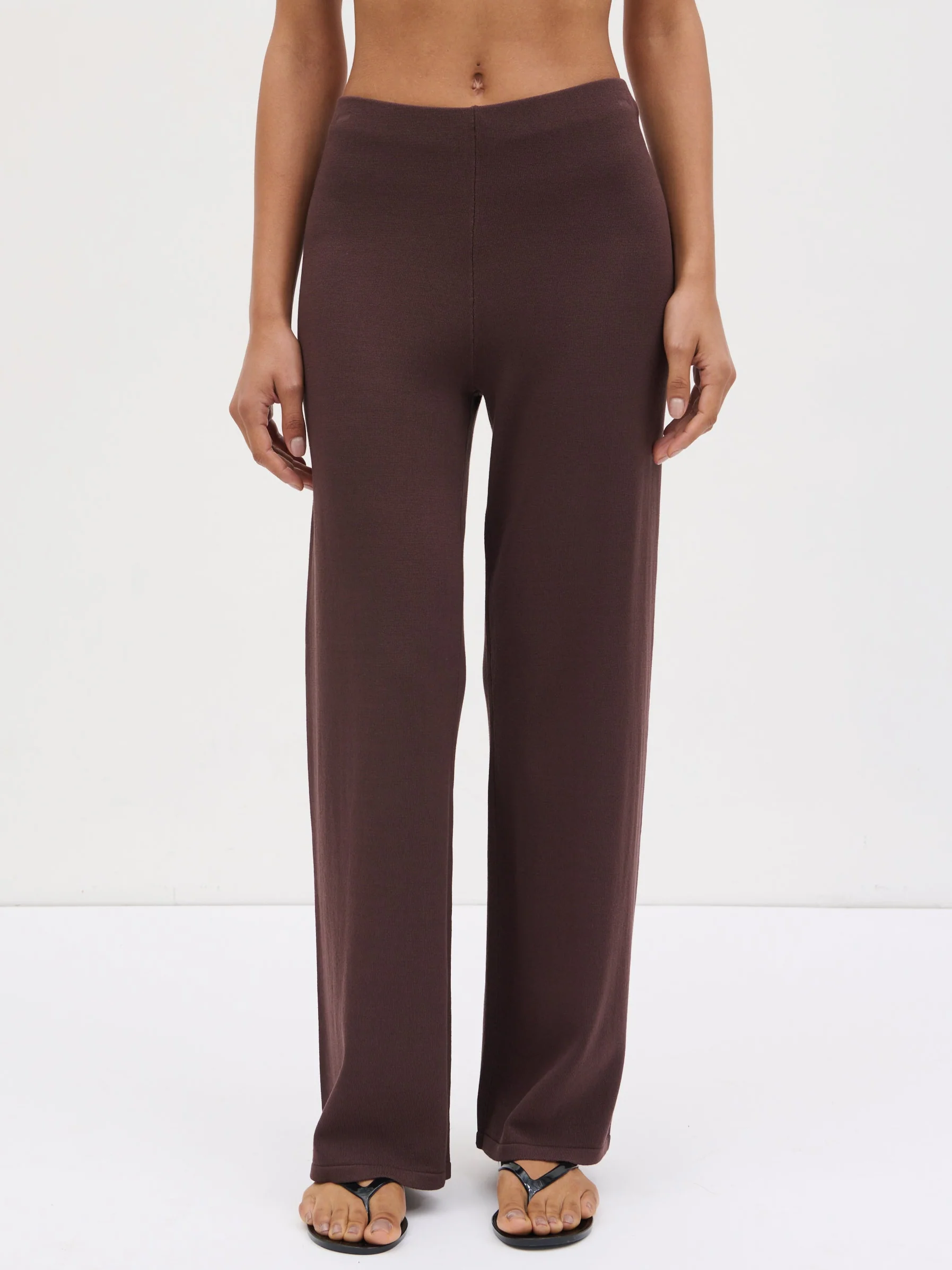 Maelle Slim Knit Trousers - Chocolate - Image 5