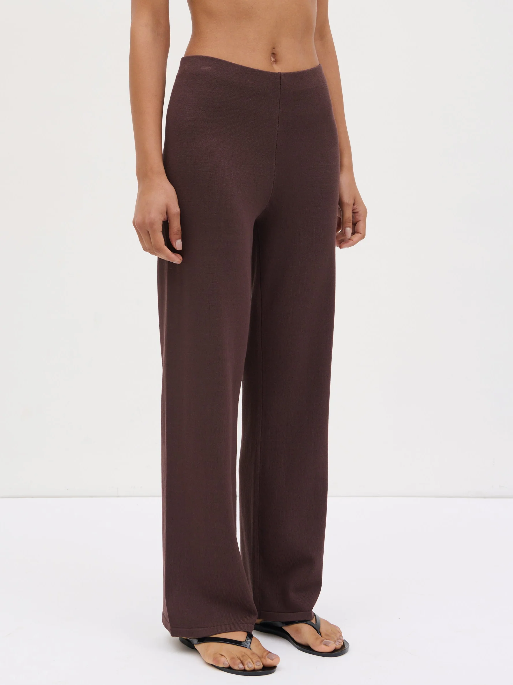Maelle Slim Knit Trousers - Chocolate - Image 6
