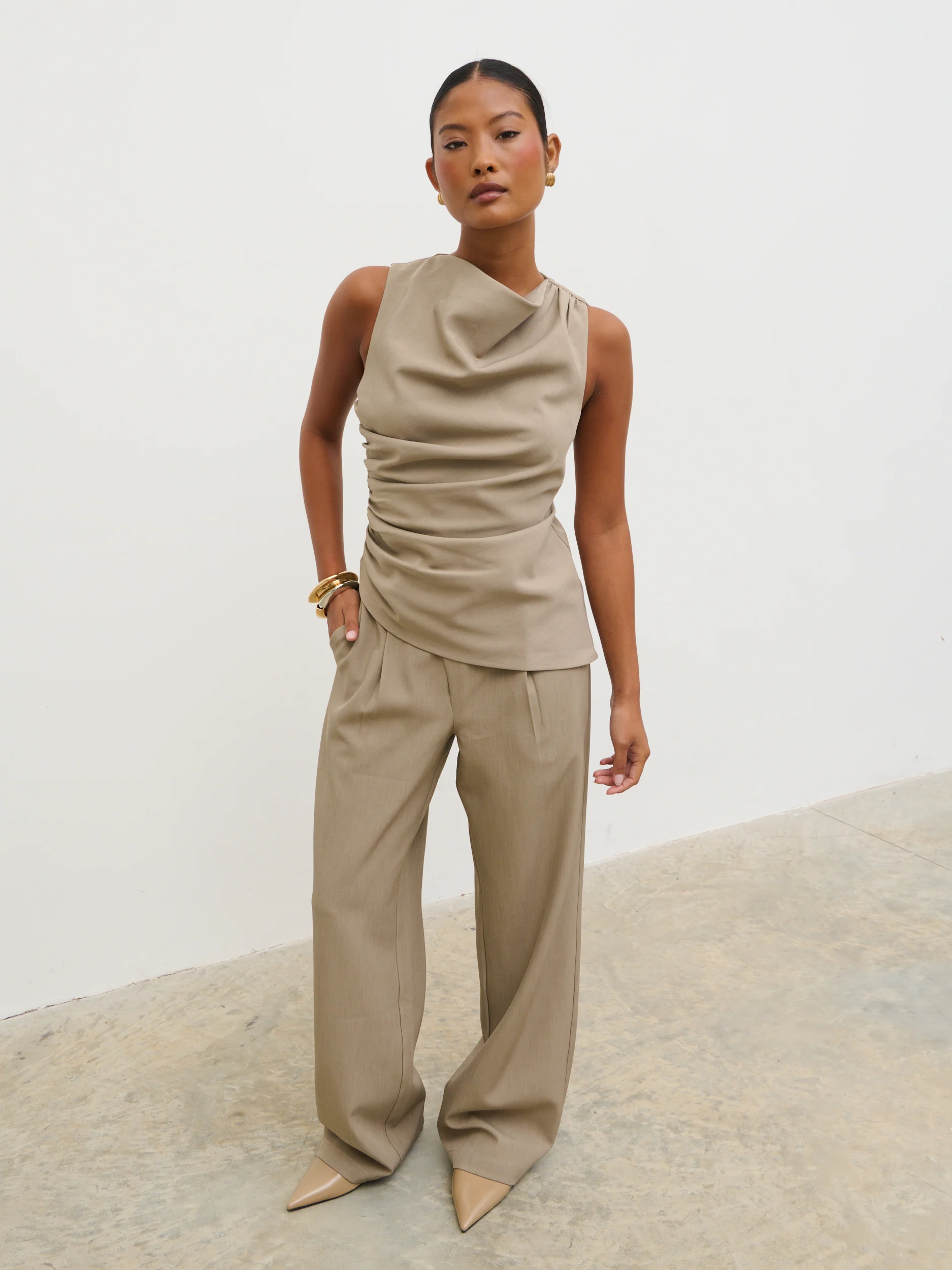 Maeve Ruched Top - Mushroom - Image 6