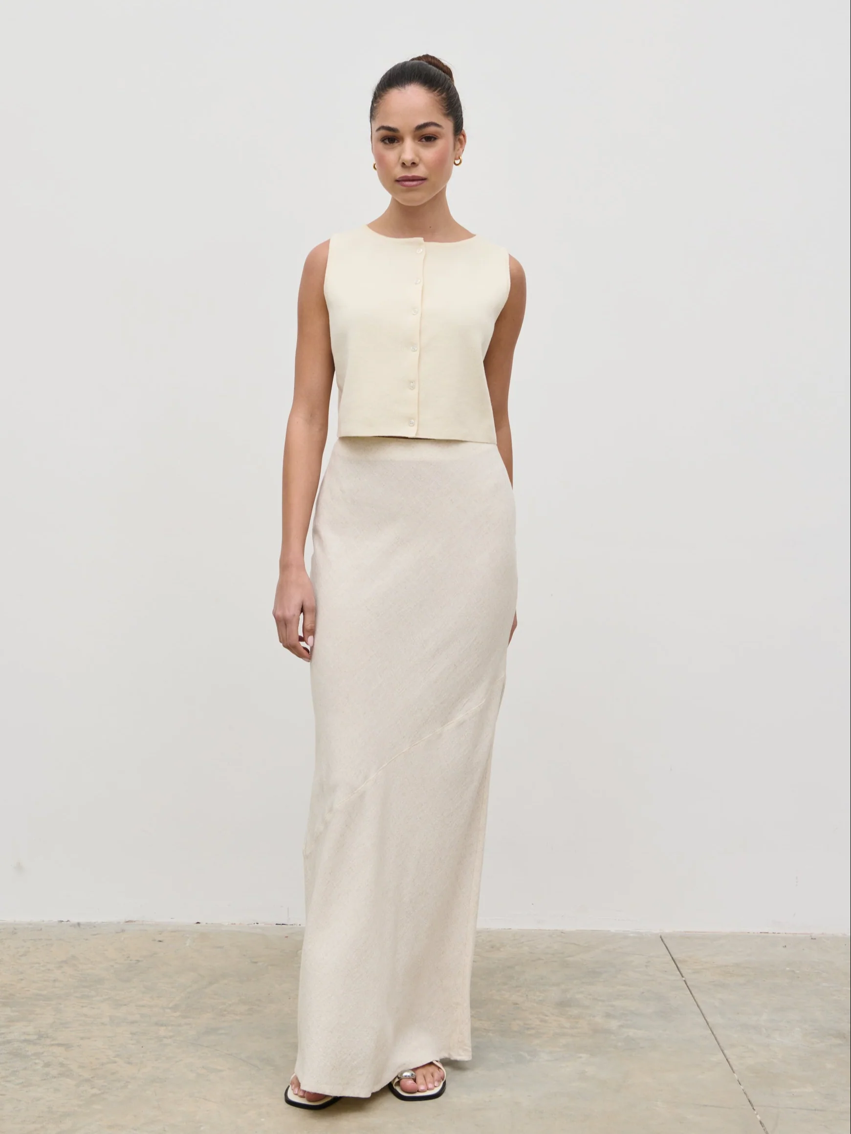 Maisy Linen Blend Maxi Skirt - Natural - Image 4