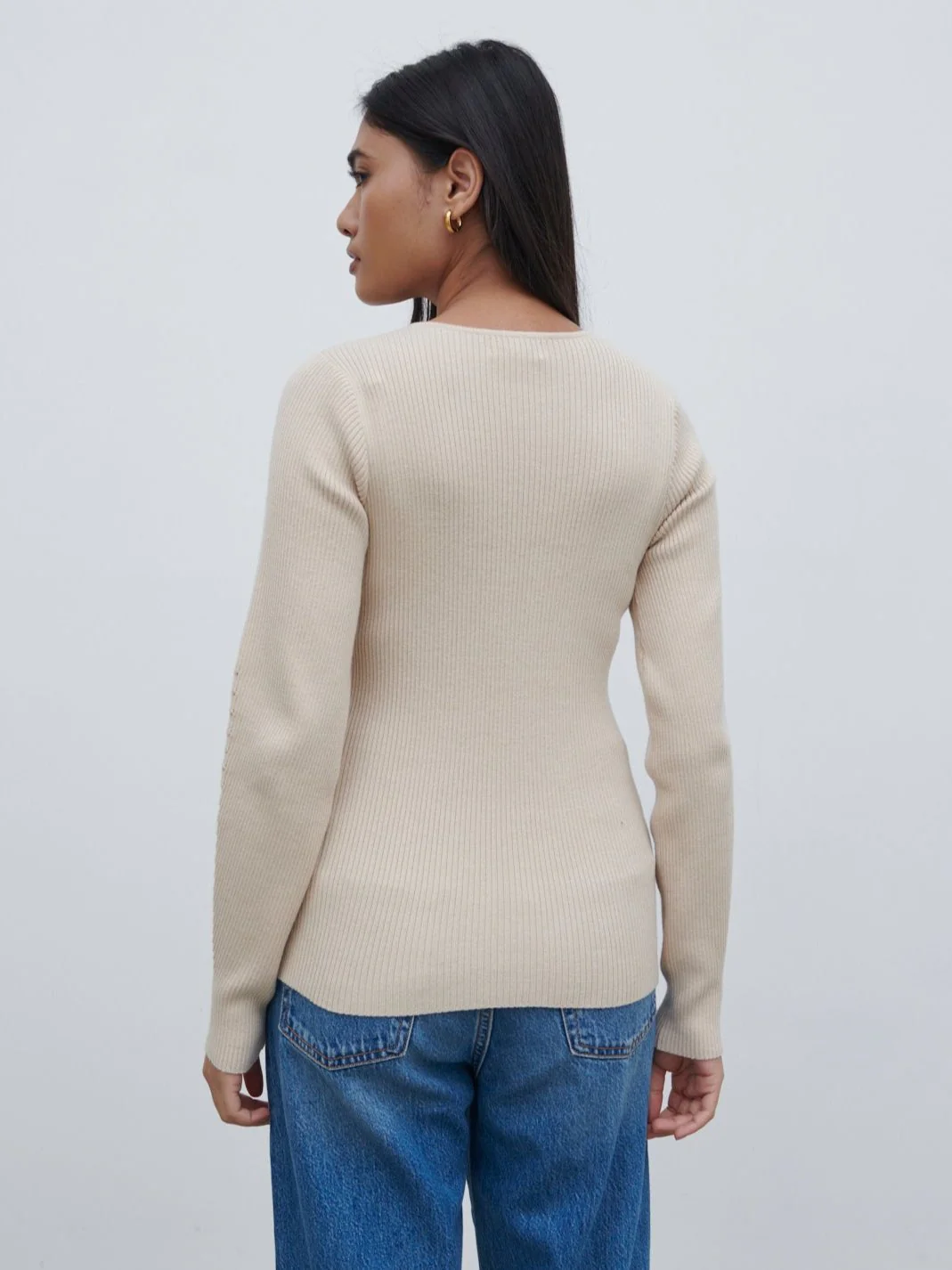 Maple Fitted Knit Cardigan - Light Beige - Image 5