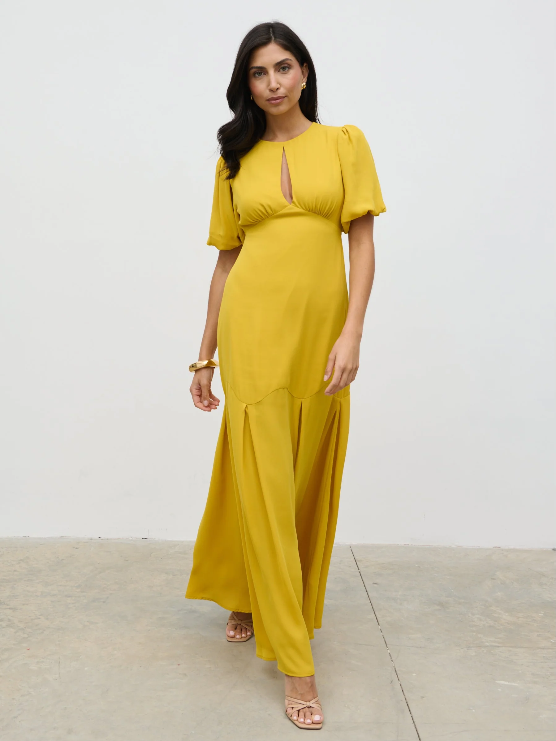 Maribel Puff Sleeve Maxi Dress - Yellow Ochre - Image 3