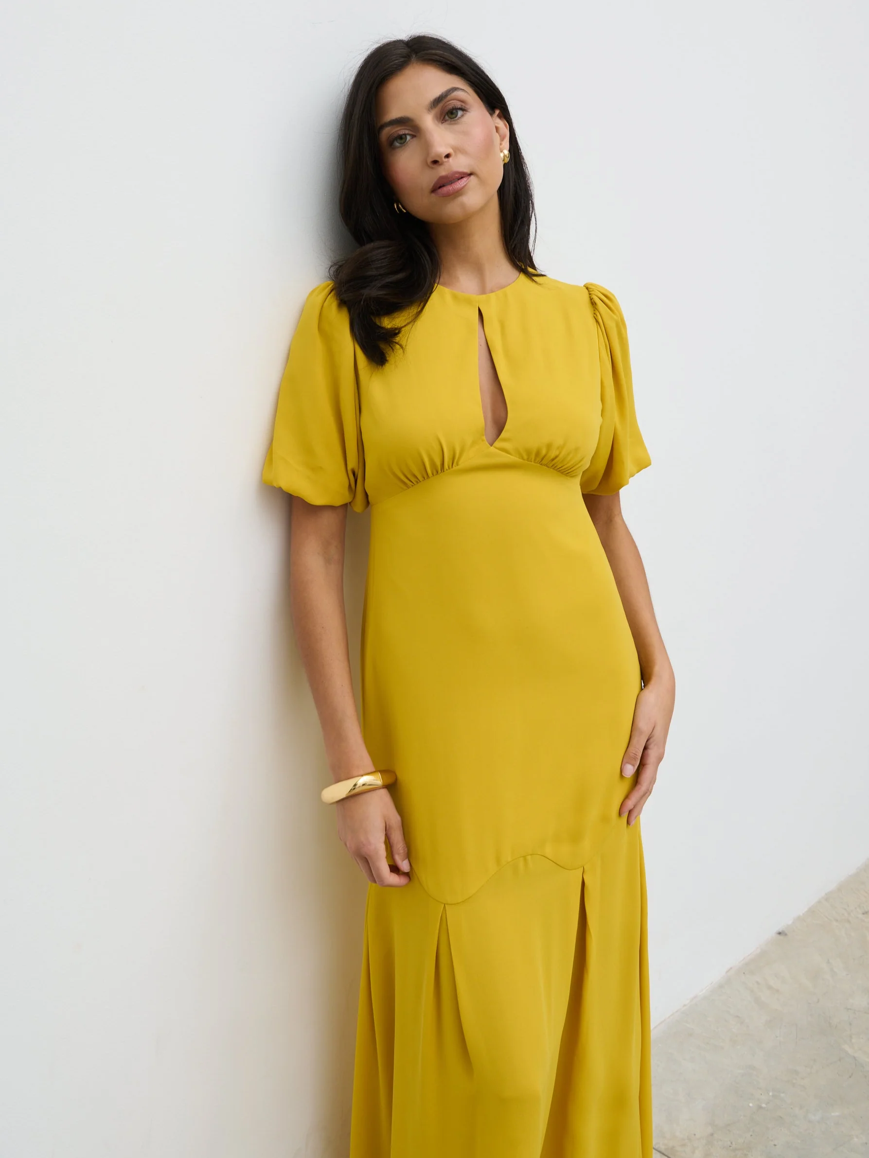 Maribel Puff Sleeve Maxi Dress - Yellow Ochre - Image 4