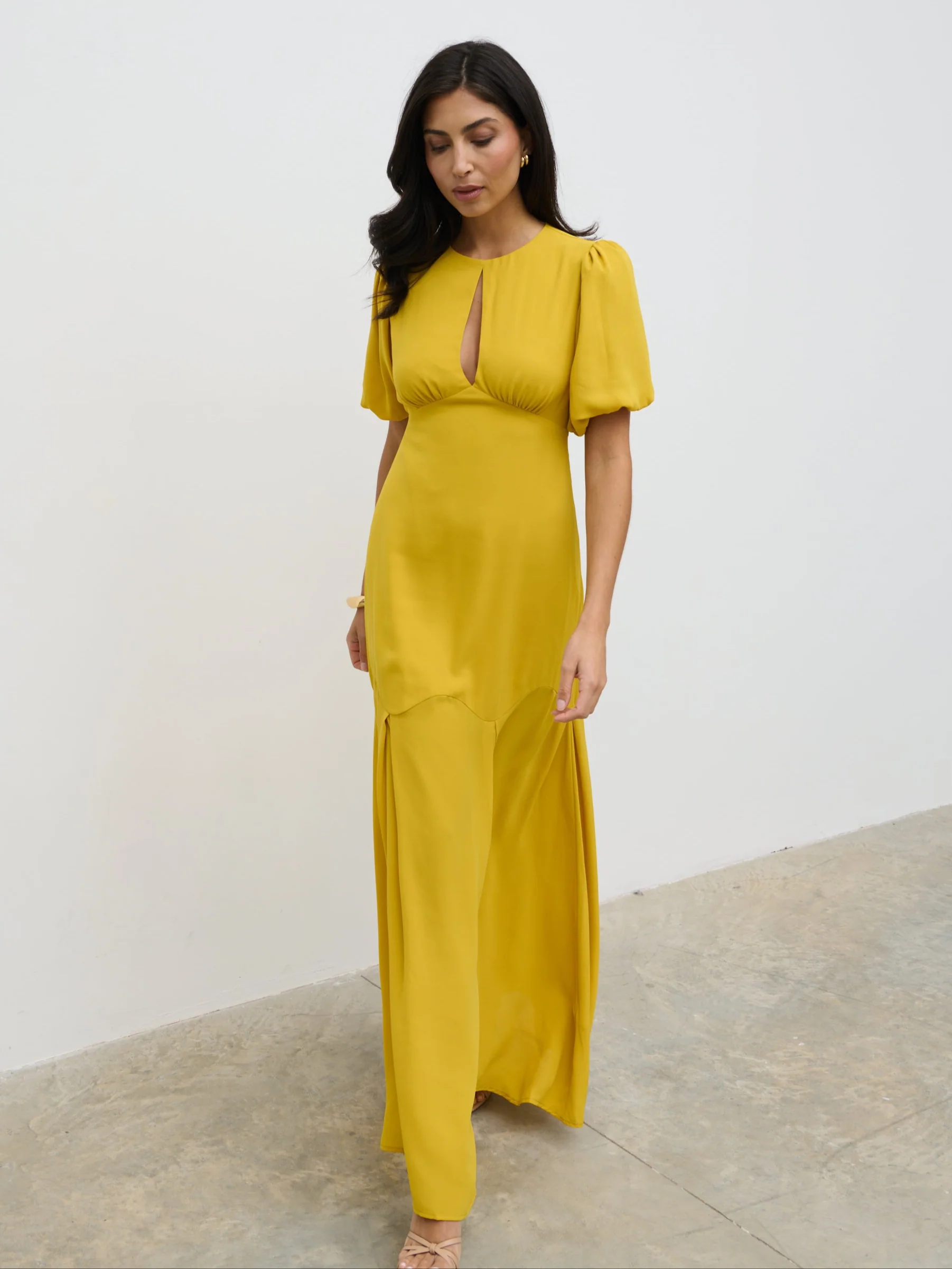 Maribel Puff Sleeve Maxi Dress - Yellow Ochre - Image 5