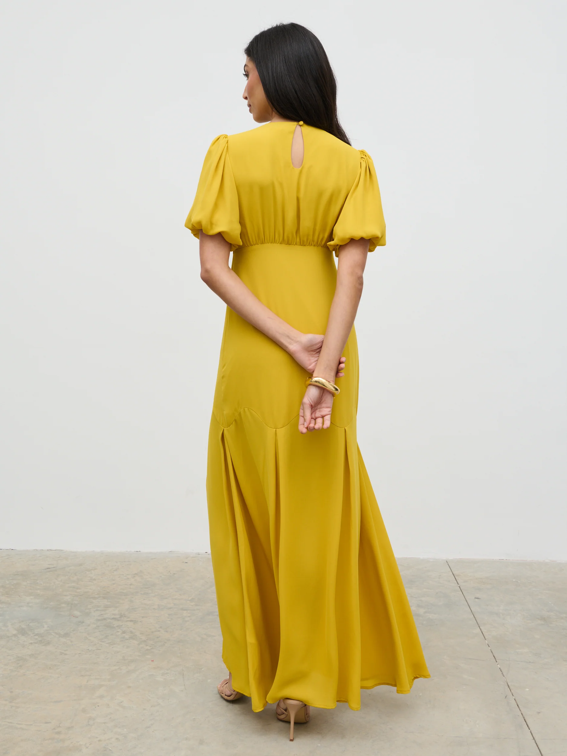 Maribel Puff Sleeve Maxi Dress - Yellow Ochre - Image 6